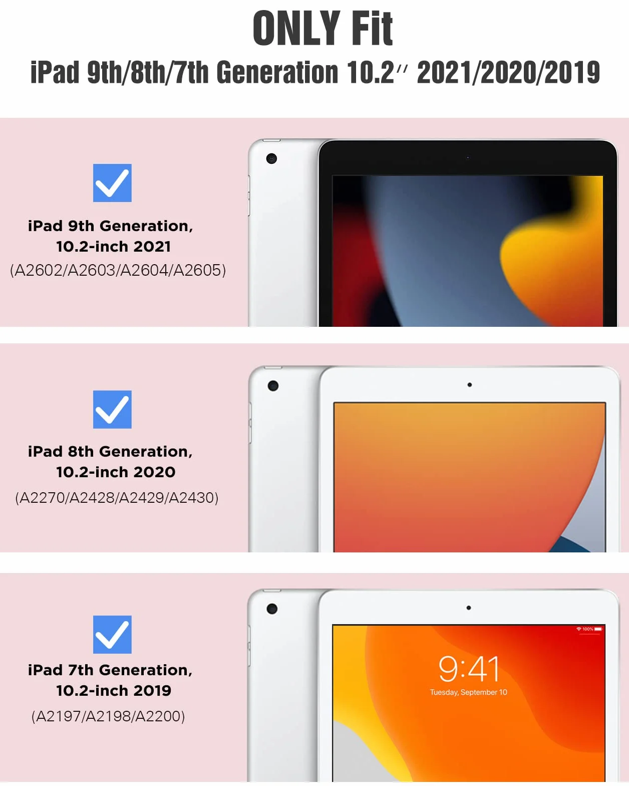 TiMOVO Case for iPad 9th Generation 2021/iPad 8th Generation 2020/iPad 7th Generation 2019, Ultra Thin Translucent Protective Smart Cover with Auto Sleep/Wake for iPad 10.2 Inches, Rose Gold