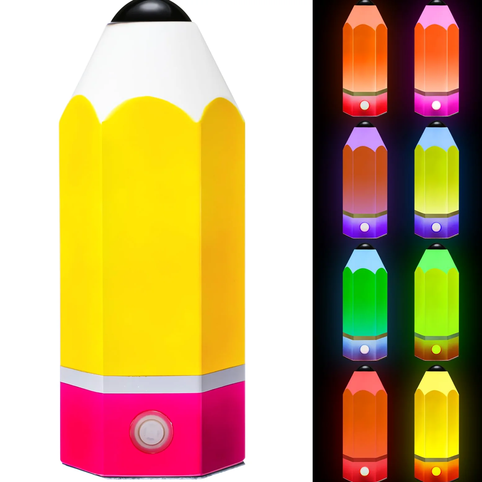 VIHOSE Klasa ołówkowa lampa szklana LED design powrót do szkoły klasa lampa prezenty 29 cm regulowane wielokolorowe lampki nocne materiały dla nauczycieli szkół podstawowych biurko dom sypialnia