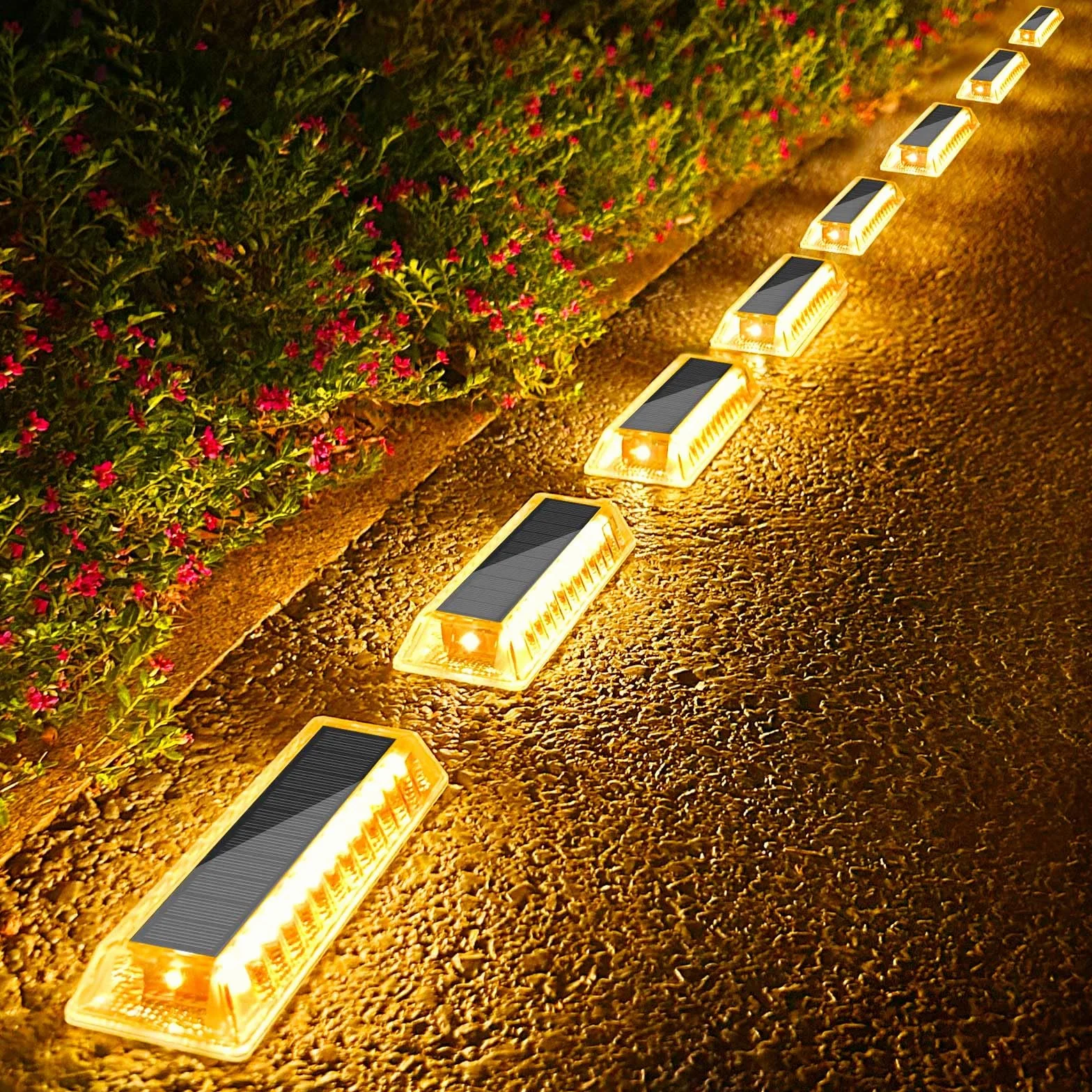 Lacasa Lampy solarne do użytku na zewnątrz, 8 sztuk, lampy solarne do ogrodu, 50 lm, oświetlenie ogrodowe, IP68, wodoszczelna lampa solarna do dekoracji ogrodu, na taras, podwórko, ciepła biel, 2700 K