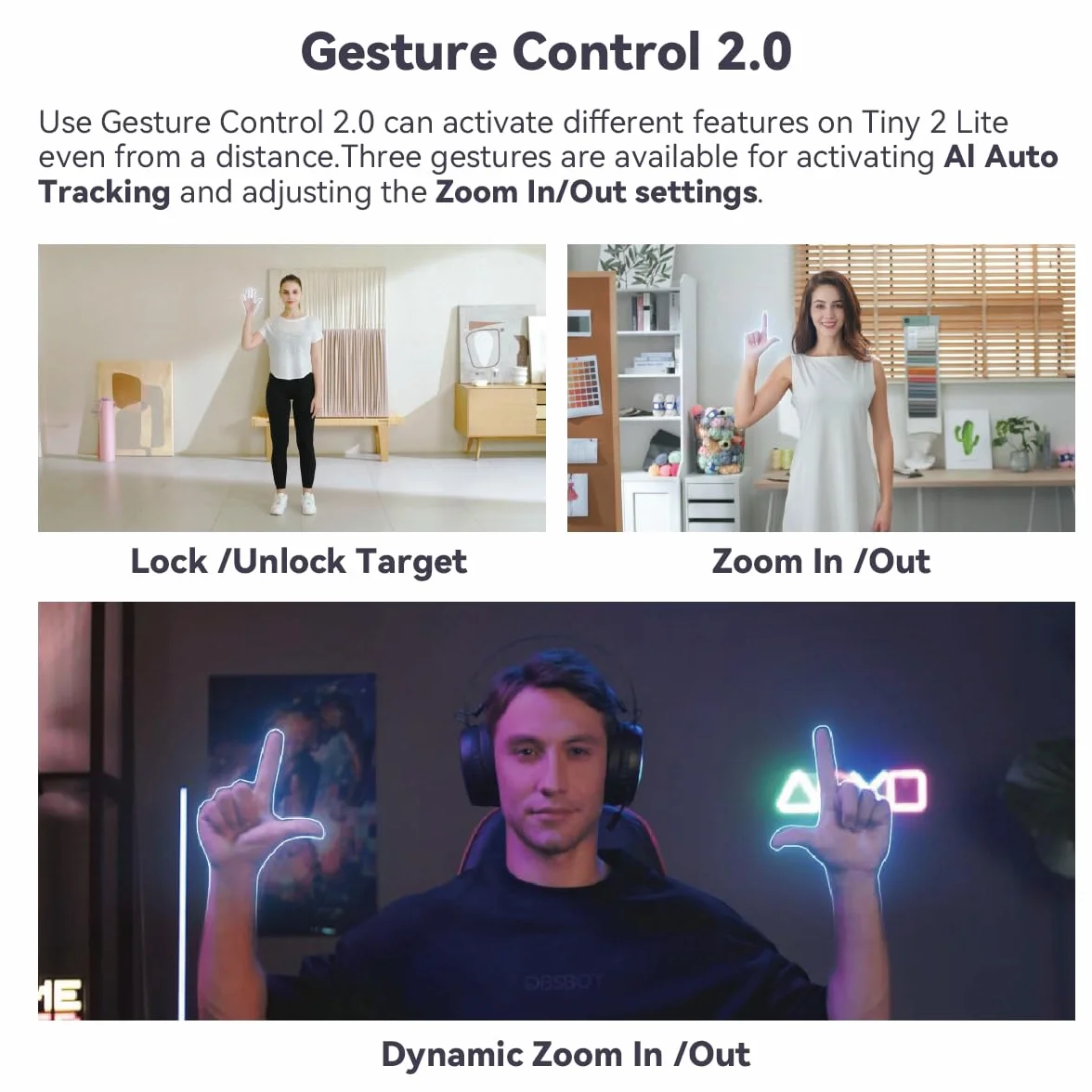 OBSBOT Tiny 2 Lite kamera internetowa PTZ 4K 1080P HDR AI śledząca mikros redukcją szumów statyw