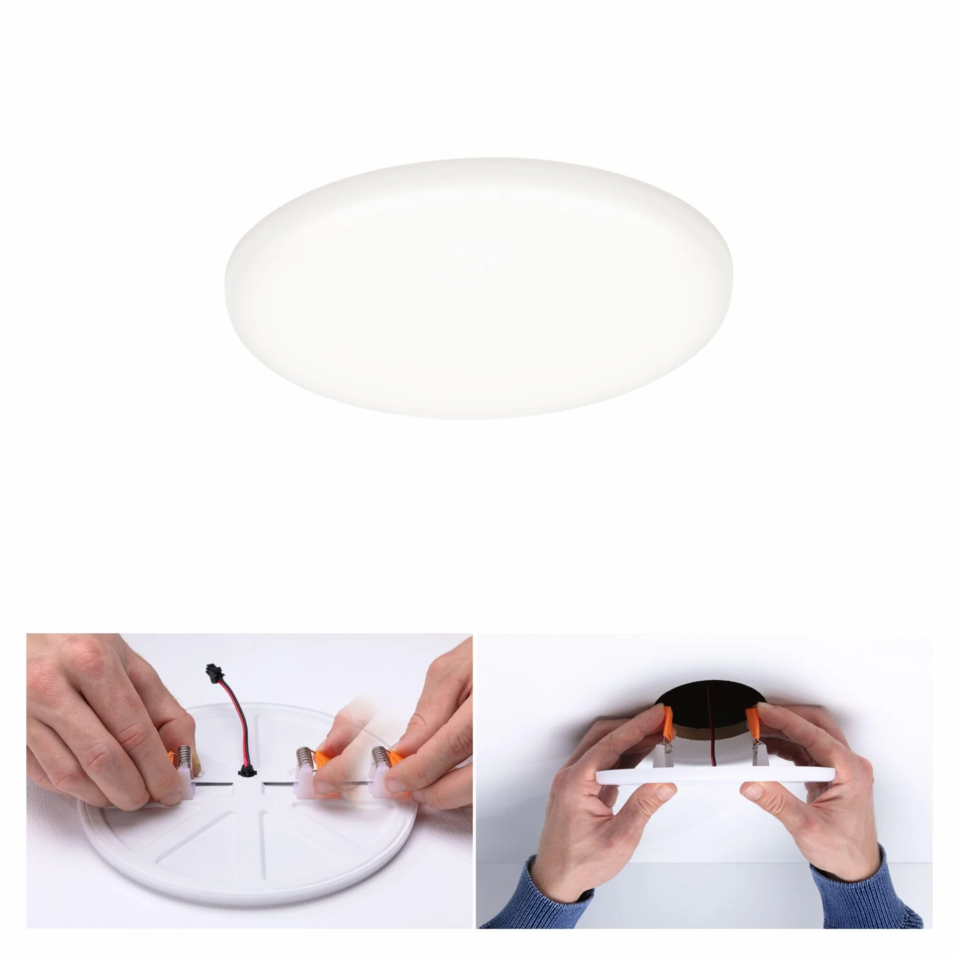 Paulmann 92391 Panel LED, oprawa wpuszczana Veluna VariFit, IP44 125mm okrągła, w kompl. oprawa sufitowa 1x8,5 W satynowa tworzywo sztuczne 4000 K
