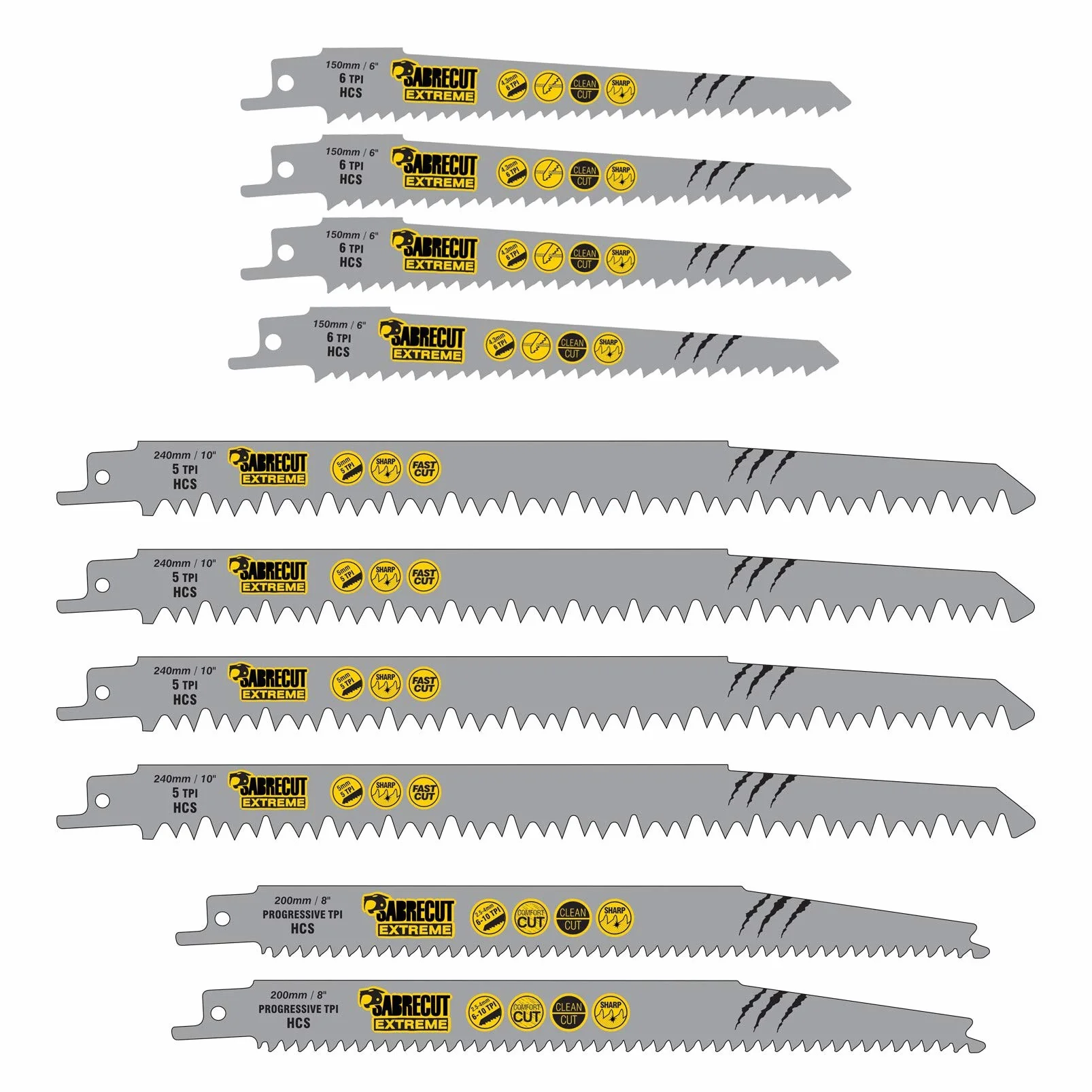 10 x SabreCut SCRSKW10A Mixed S644D S1531L S2345X brzeszczoty szablaste do szybkiego cięcia drewna kompatybilne z Bosch Dewalt Makita i wieloma innymi