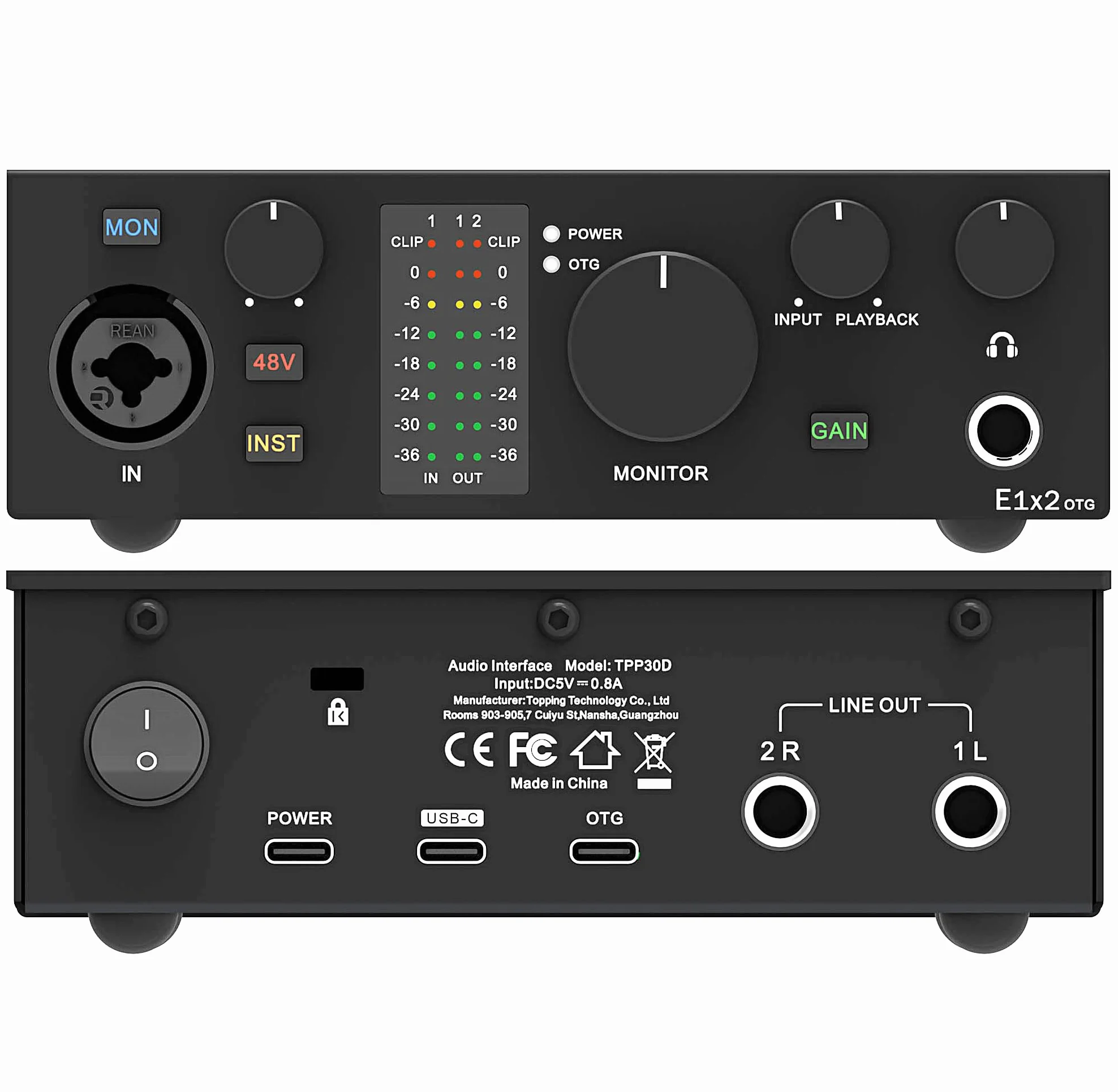 Topping Professional E1x2 OTG interfejs audio wzmacniacz słuchawkowy czarny