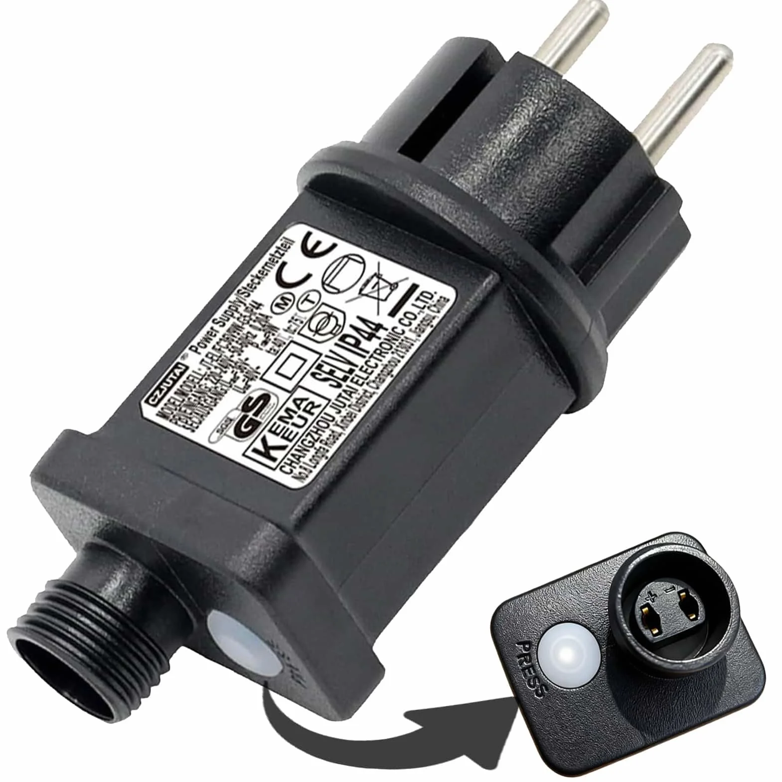 Joycome Zasilacz 31 V, wtyczka UE, 8 trybów, zamiennik wtyczki z timerem, wodoodporny transformator, sterownik LED do oświetlenia bożonarodzeniowego, łańcuch świetlny, oświetlenie sopli lodu