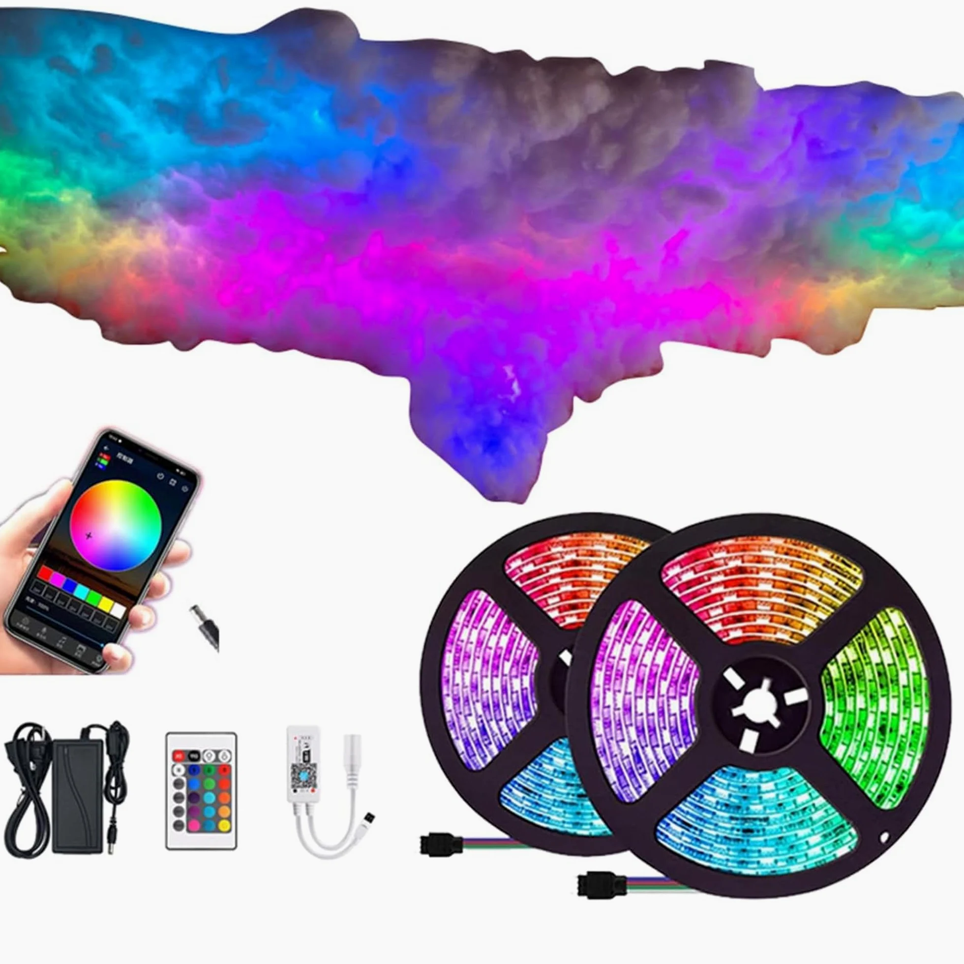 Lampa LED 3D ThunderCloud z pilotem zdalnego sterowania i synchronizacją muzyki – nastrojowa lampka nocna do pokoju gier, garażu, klubu, baru i imprezy DJ-skiej