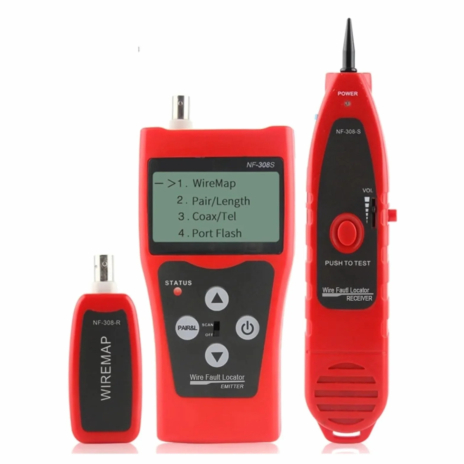 NF-308 Tester kabli monitorujących sieć Lokalizator uszkodzeń przewodów LCD Pomiar sieci LAN Koncentryczny BNC USB RJ45 RJ11 Testy transmisji
