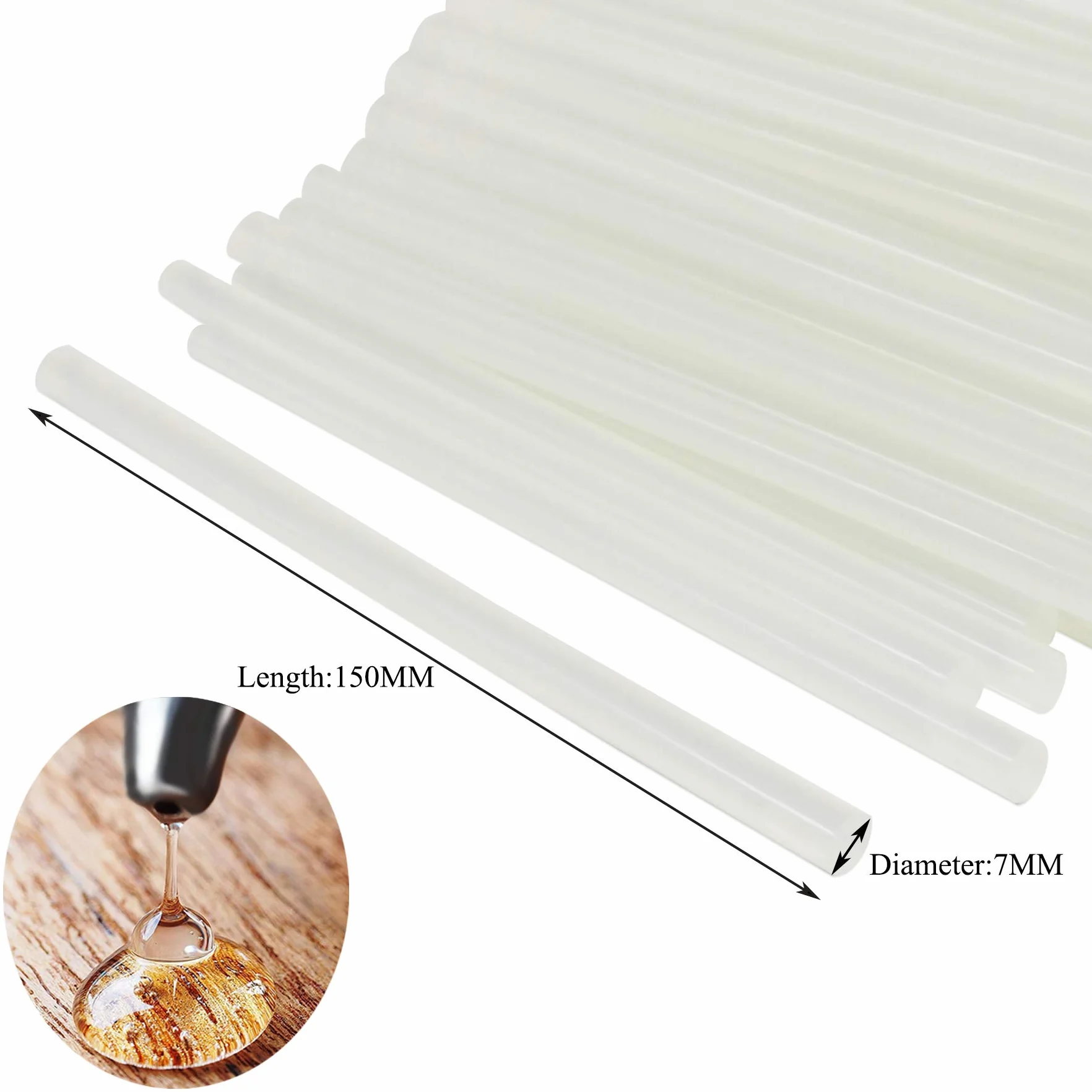 Laski kleju termicznego 150 x 7 MM Przezroczysty klej 100 sztuk do 7mm pistoletu do klejenia na gorąco