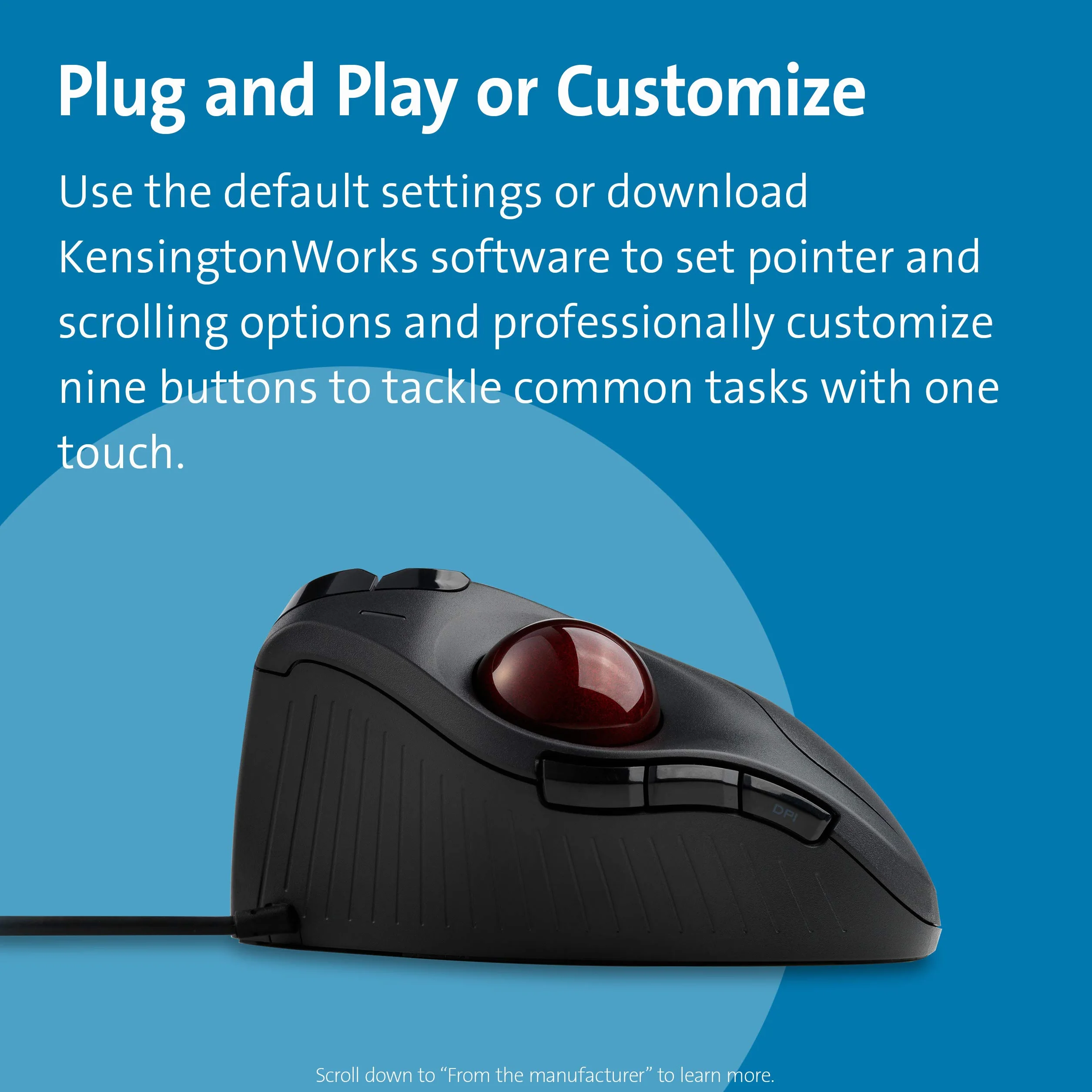 Kensington Pro Fit Ergo Trackball przewodowy K75256WW