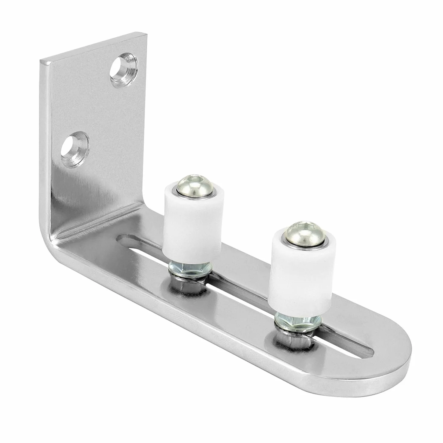 QWORK® Regulowana prowadnica do drzwi przesuwnych, montaż do podłoża, konstrukcja ze stali nierdzewnej, do drzwi o grubości do 7 mm