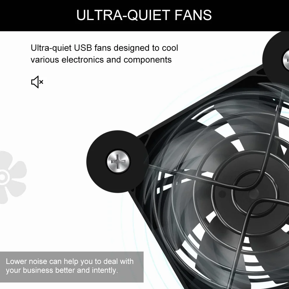 Mini wentylator USB 80 mm, sterowanie wieloma prędkościami, redukcja ciepła do routera, konsoli do gier, telewizora, odbiorcy, modemu, DVR, kabiny AV, 2 szt