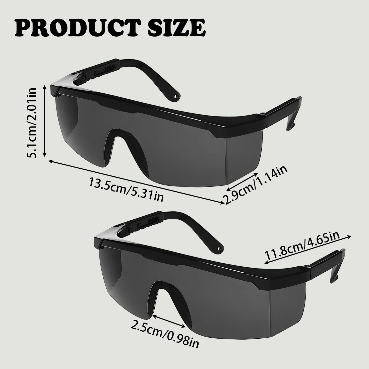 2 sztuki okularów ochronnych IPL, długość 133 mm, okulary ochronne, ochrona przed promieniowaniem UV, okulary robocze, okulary do solarium, okulary ochronne laserowe do usuwania włosów HPL/IPL