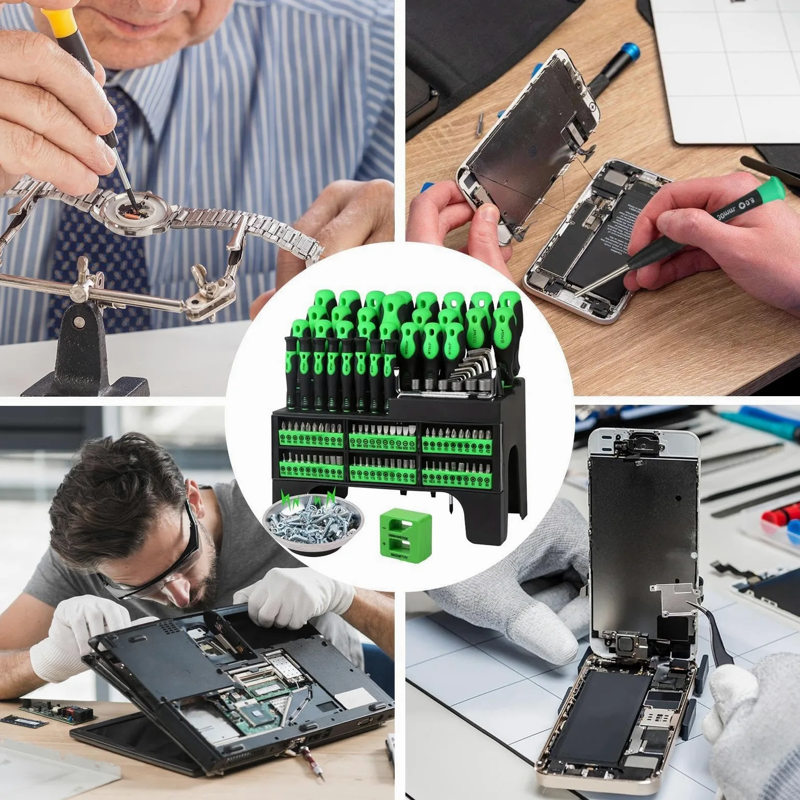 Precyzyjny Zestaw Śrubokrętów Wytrzymały Magnetyczny Komplet Narzędzi Z | Komplet Śrubokrętów Do Napraw Domowych Produkcji Przemysłowej Instalacji Elektrycznych i Napraw Dla Elektryków