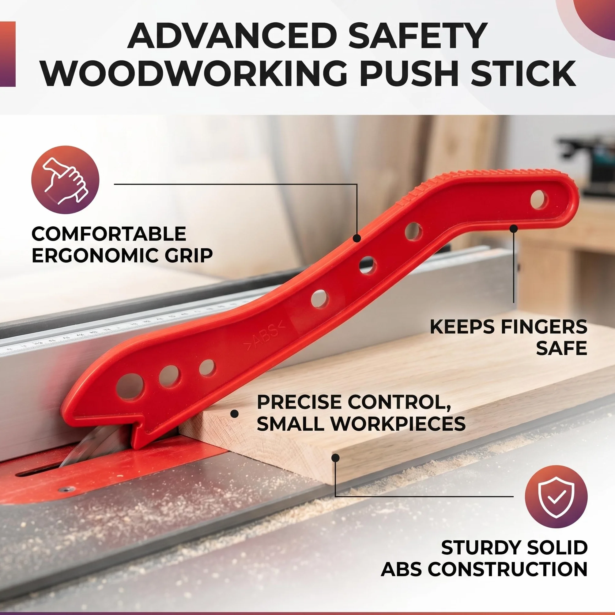 Piła Push Stick Straight Safety do Popychacza Piły Stołowej Drewno do Stołu Stolarskiego Ostrze Robocze Ławka do Routera Piła Tarczowa Ochrona Dłoni Czerwona