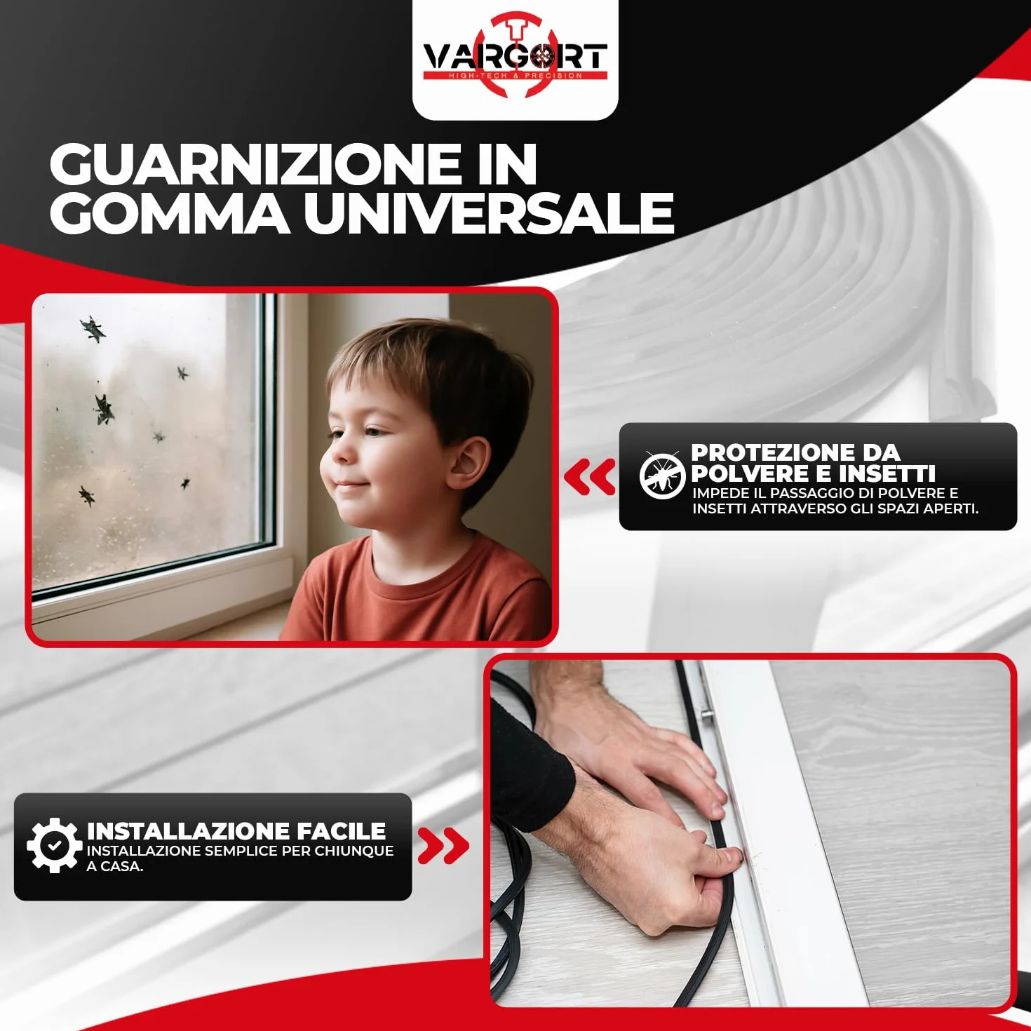 Czarny EPDM ogranicznik przeciągów S-1150 (10 m) – izolacja termiczna i akustyczna do drzwi i okien