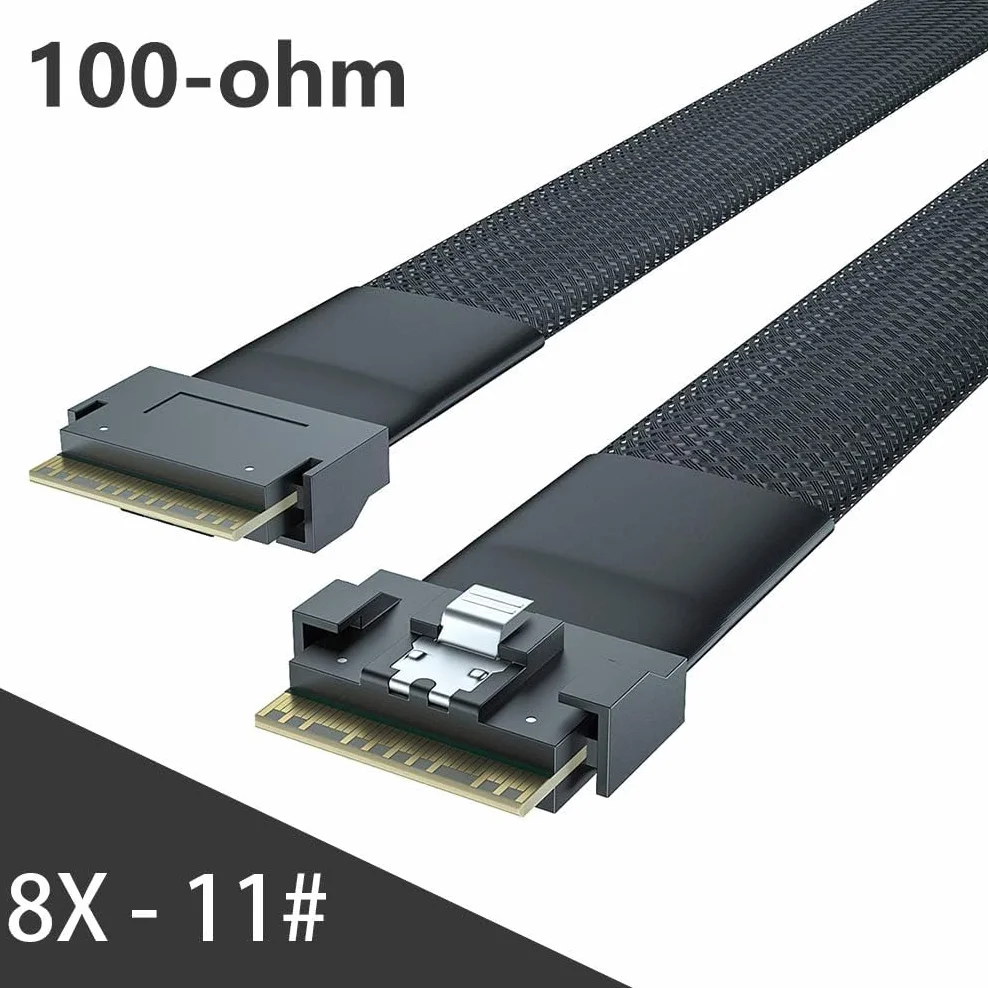 SFF-8654 do SFF-8654 SlimSAS kabel, wewnętrzny kabel 24G 8i, SAS 4.0, 74pin, 100 omów, 0,5 m (1,65 ft)