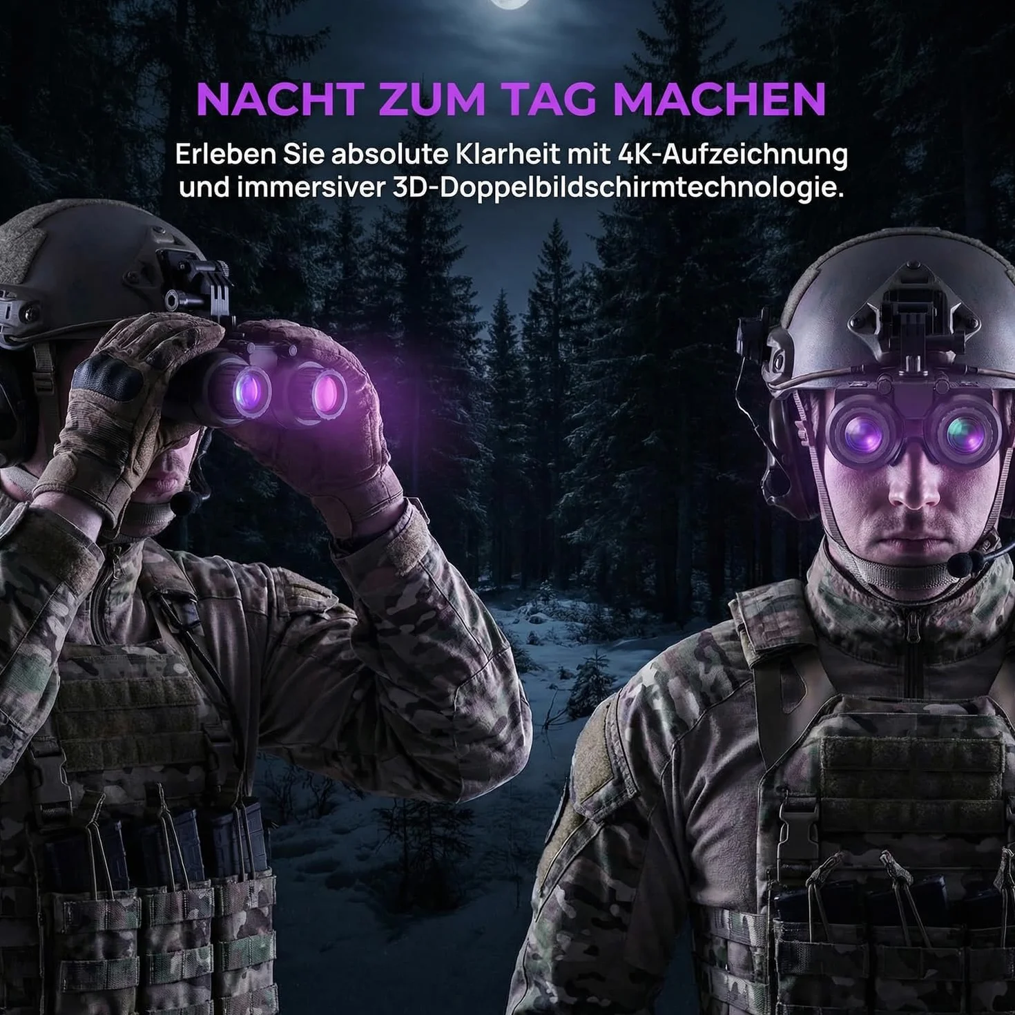 Noktowizor 3D 8x zoom cyfrowy lornetka na podczerwień 4K dla dorosłych karta 32 GB