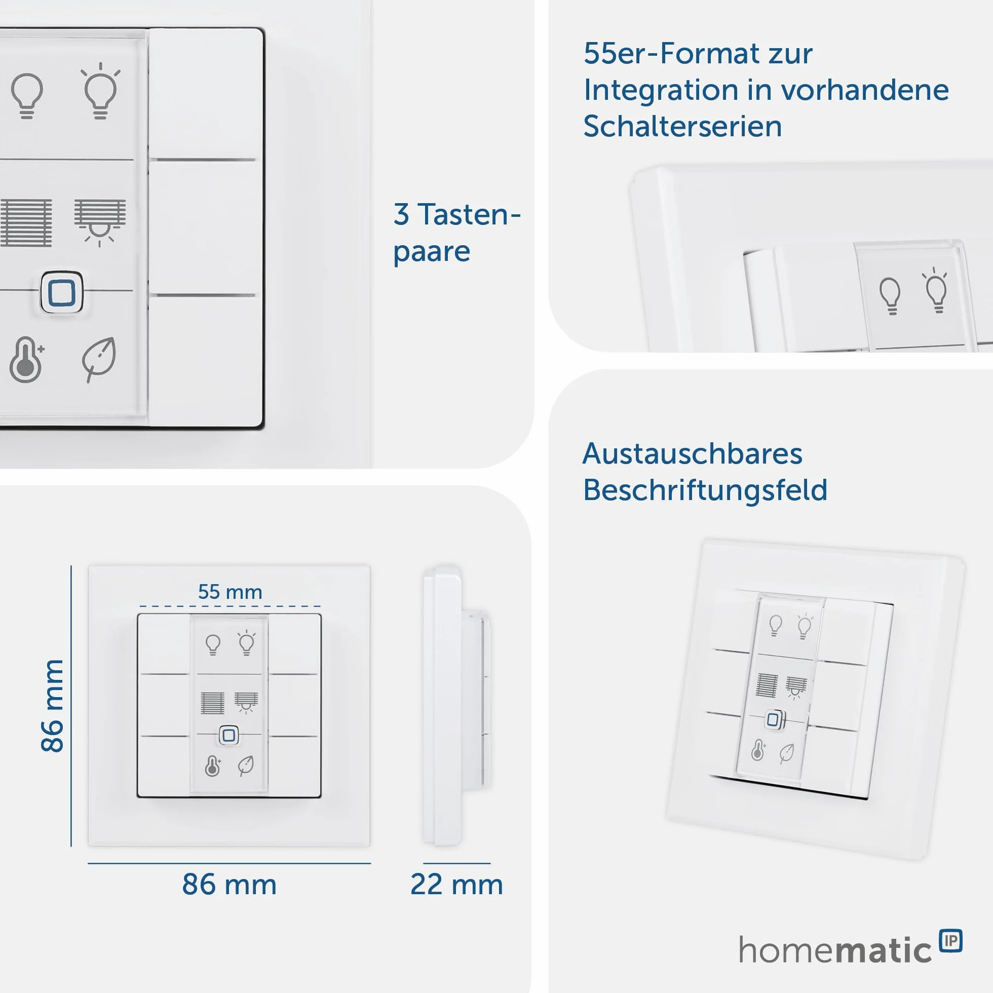 Przełącznik ścienny Homematic IP - 6-krotny, 142308A0B