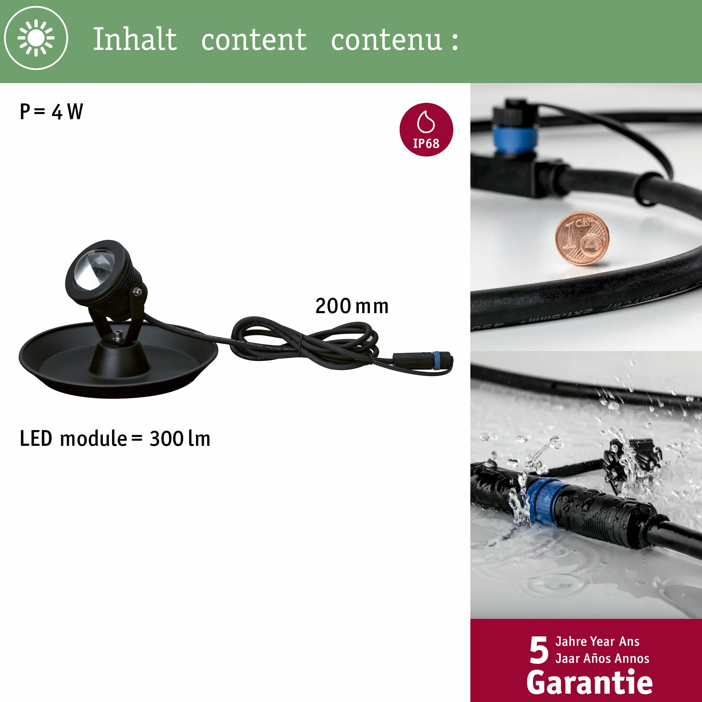 Paulmann Plug & Shine LED oprawa do stawu okrągła ściemn. 1x2,8 W IP68 czarna 3000 K