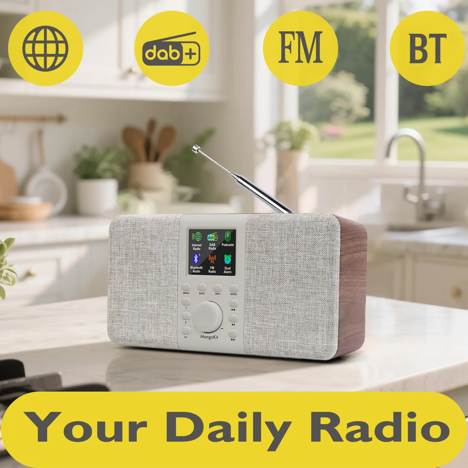 SR20 Stereo Radio Internetowe WLAN DAB+ Bluetooth FM Kuchenne Kolorowy