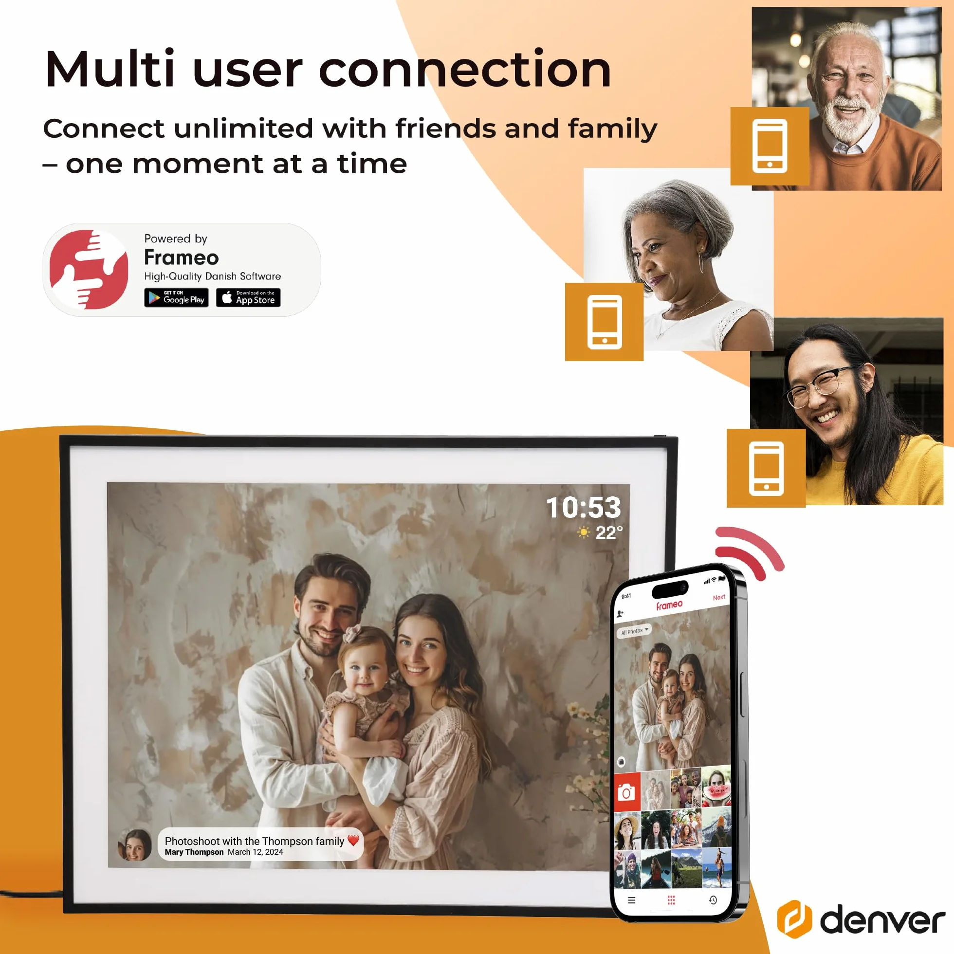 Denver PFF-1970 Cyfrowa ramka na zdjęcia Wi-Fi Full HD IPS 32 GB czarna