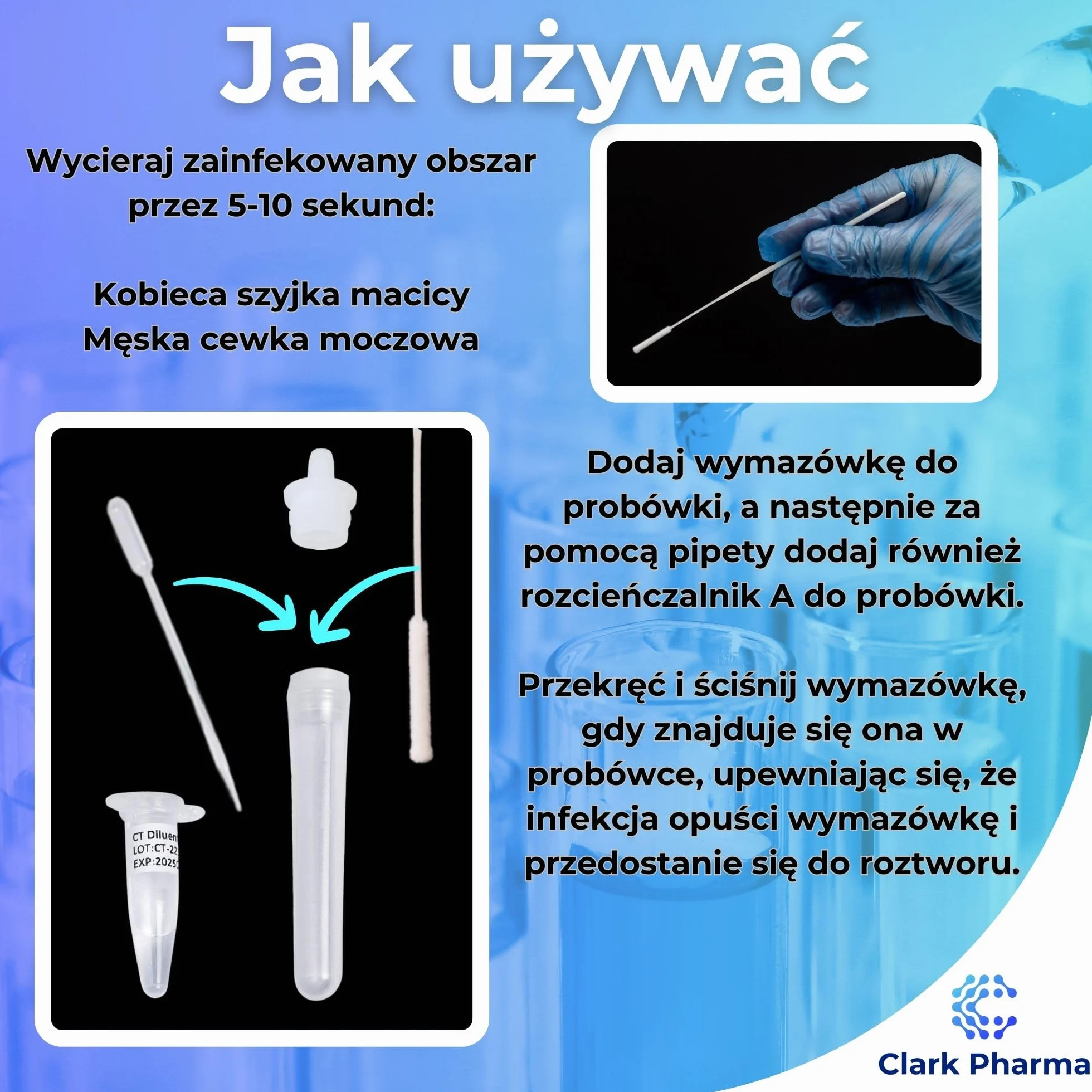 Zestaw do autotestu Chlamydia | Testy Mężczyzna (wymaz cewki moczowej) lub kobieta (wymaz szyjki macicy) na Chlamydia Trachomatis | Test domowy choroby przenoszonej drogą płciową STD STI (Chlamydia)
