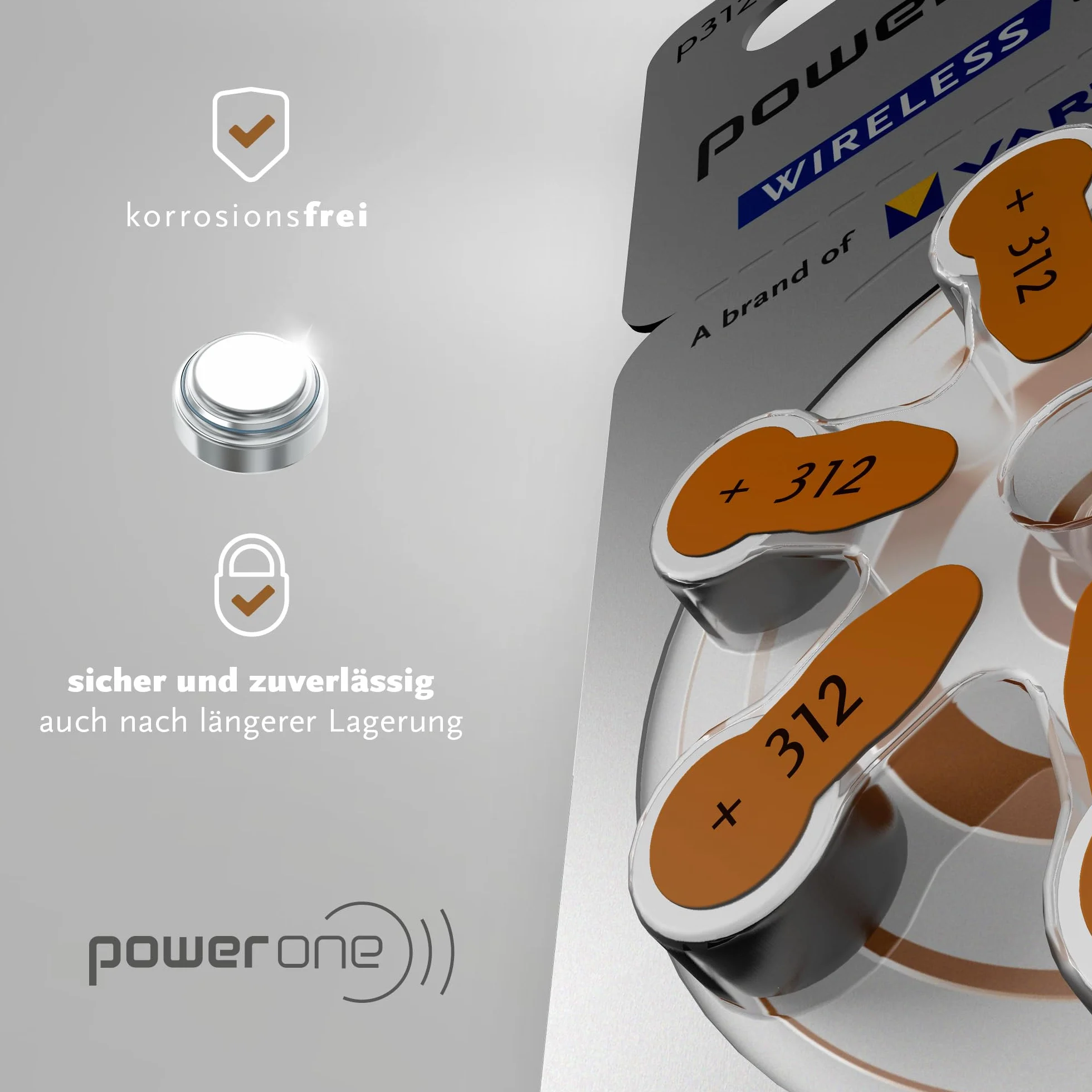 Varta P312 Powerone Bateria do Aparatów Słuchowych 1,4 V 180 Mah, 60 Sztuk