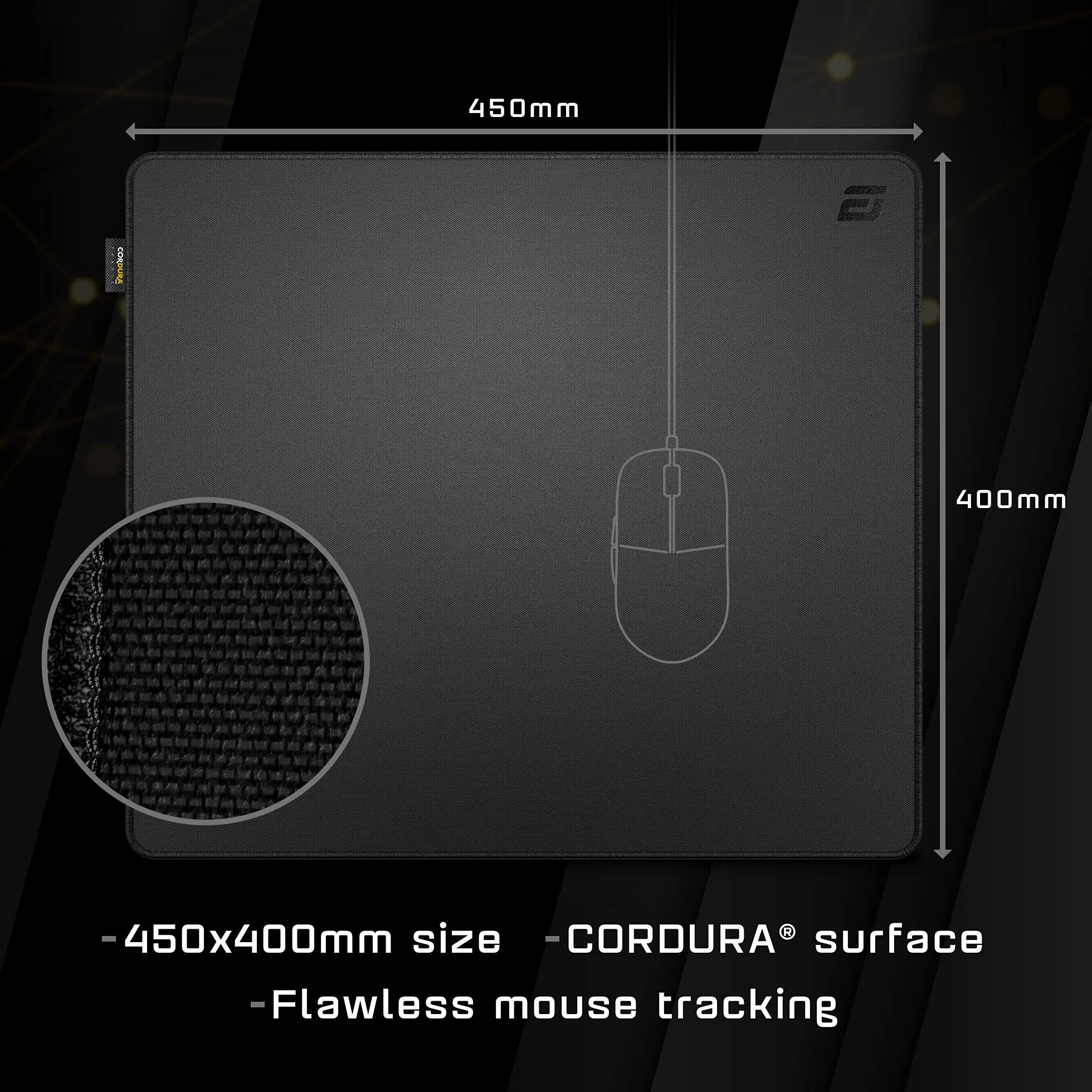 ENDGAME GEAR MPC450 Cordura® gamingowa podkładka pod mysz - 45 x 40 cm - tkanina CORDURA® - antypoślizgowa - edycja Stealth - czarna