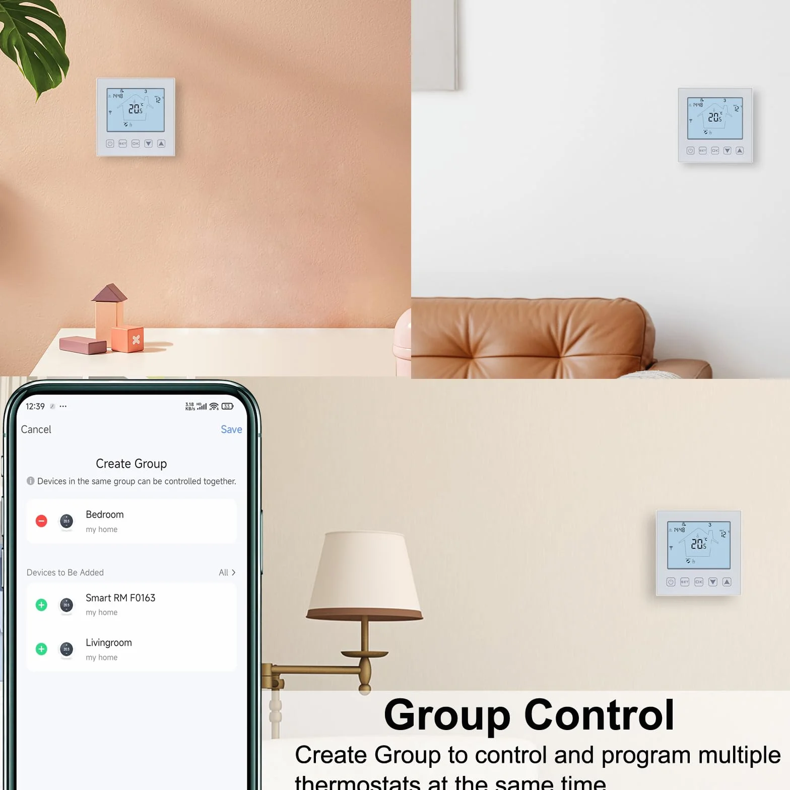 KETOTEK Termostat WiFi Elektryczne Ogrzewanie Podłogowe Alexa/Google Assistant zgodny 230V z sondą, Inteligentny Termostat Pokojowy do Podłogi Biały Tuya/Smart Life App Kontrola
