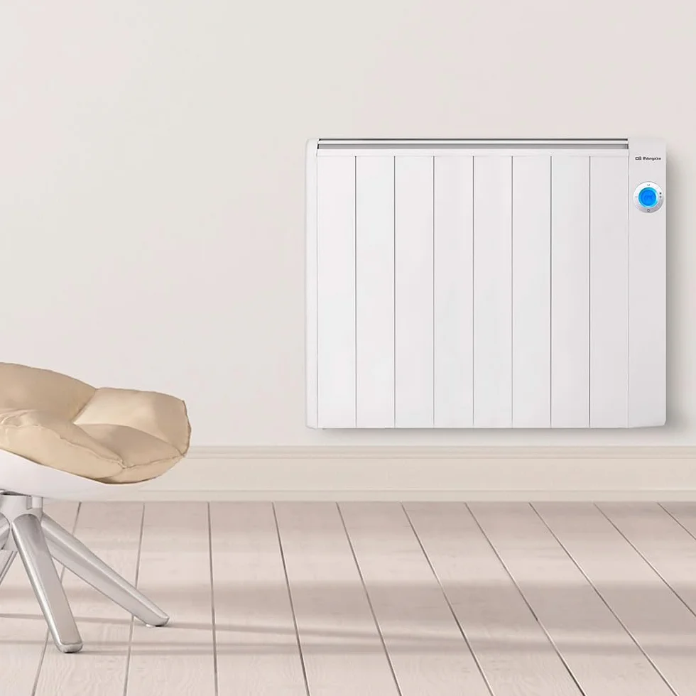 Orbegozo RRW 1500 - Bezprzewodowy emiter niskiego zużycia energii Wi-Fi, 1500 W, cyfrowy wyświetlacz LCD, programowalny, bezprzewodowe połączenie przez Orbegozo APP, 72.1 x 59 x 7.5 cm, Kolor Biały