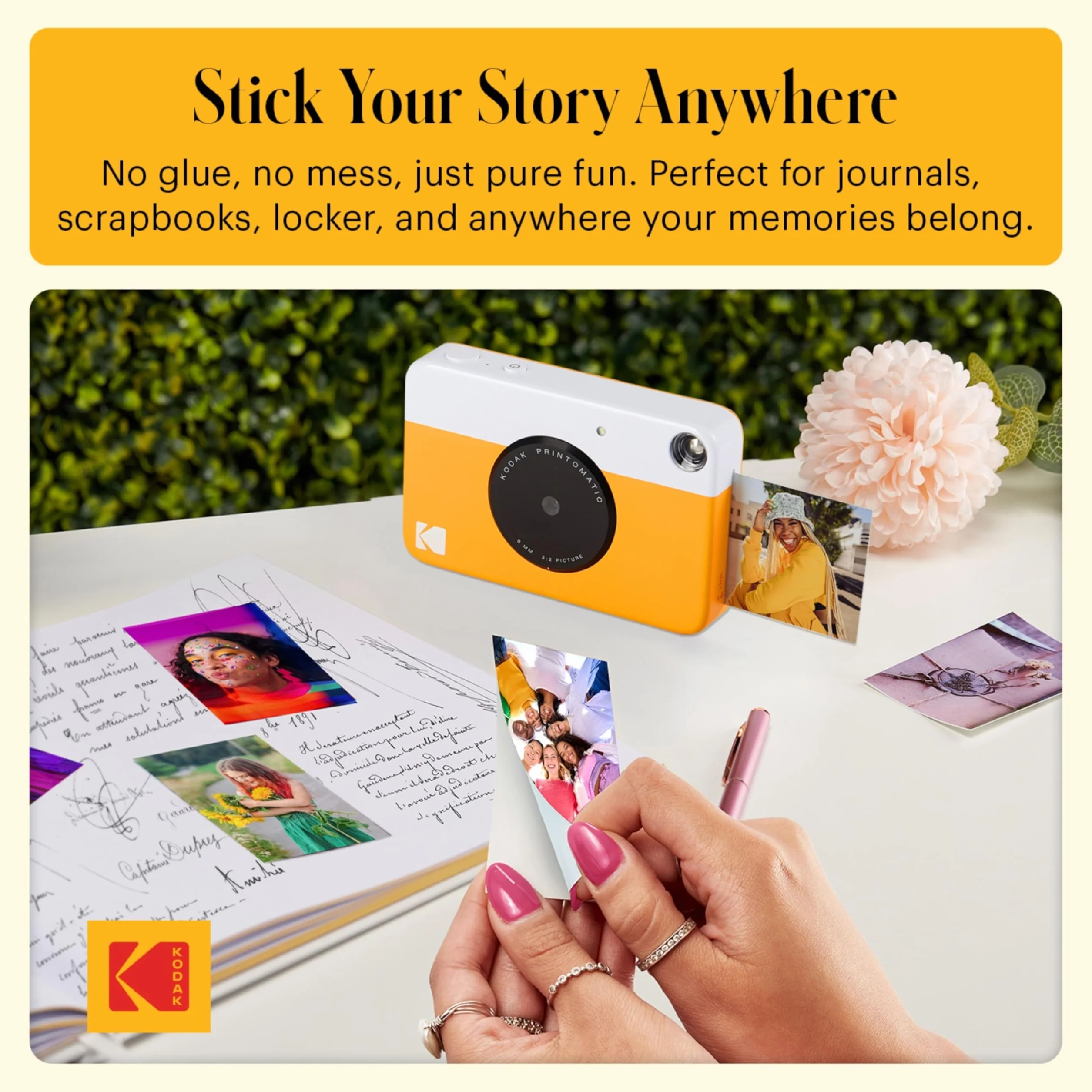 KODAK Printomatic Pełnokolorowa natychmiastowa drukarka cyfrowa Żółta Zestaw 75 arkuszy