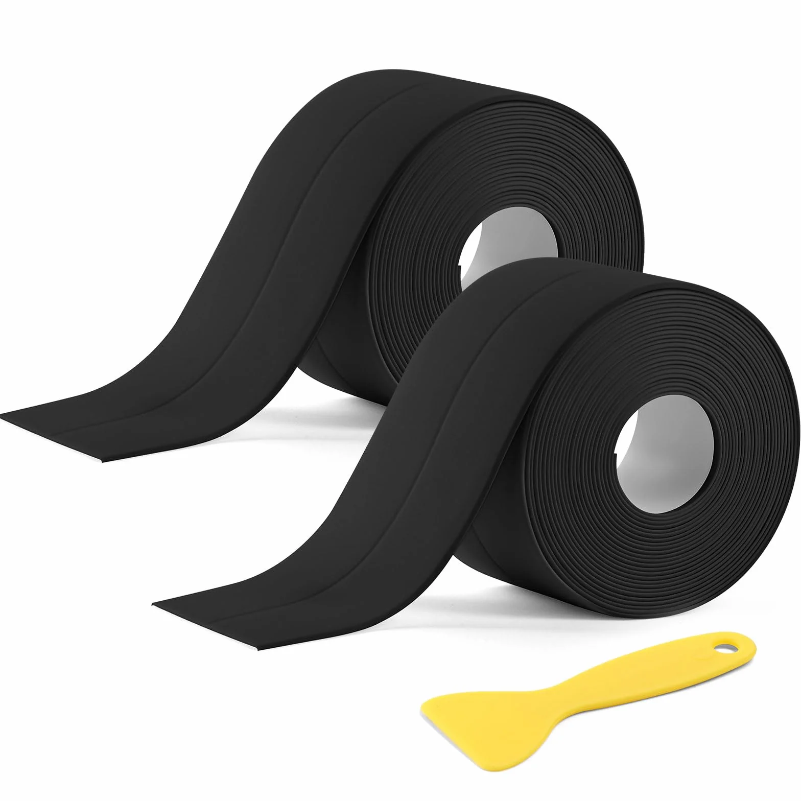 Miękka listwa przypodłogowa 19 mm x 19 mm, samoprzylepna, samoprzylepna listwa wykończeniowa z PCW, elastyczna, wodoodporna, do kuchni, łazienki i ściany (3,2 m, rolka, czarna)
