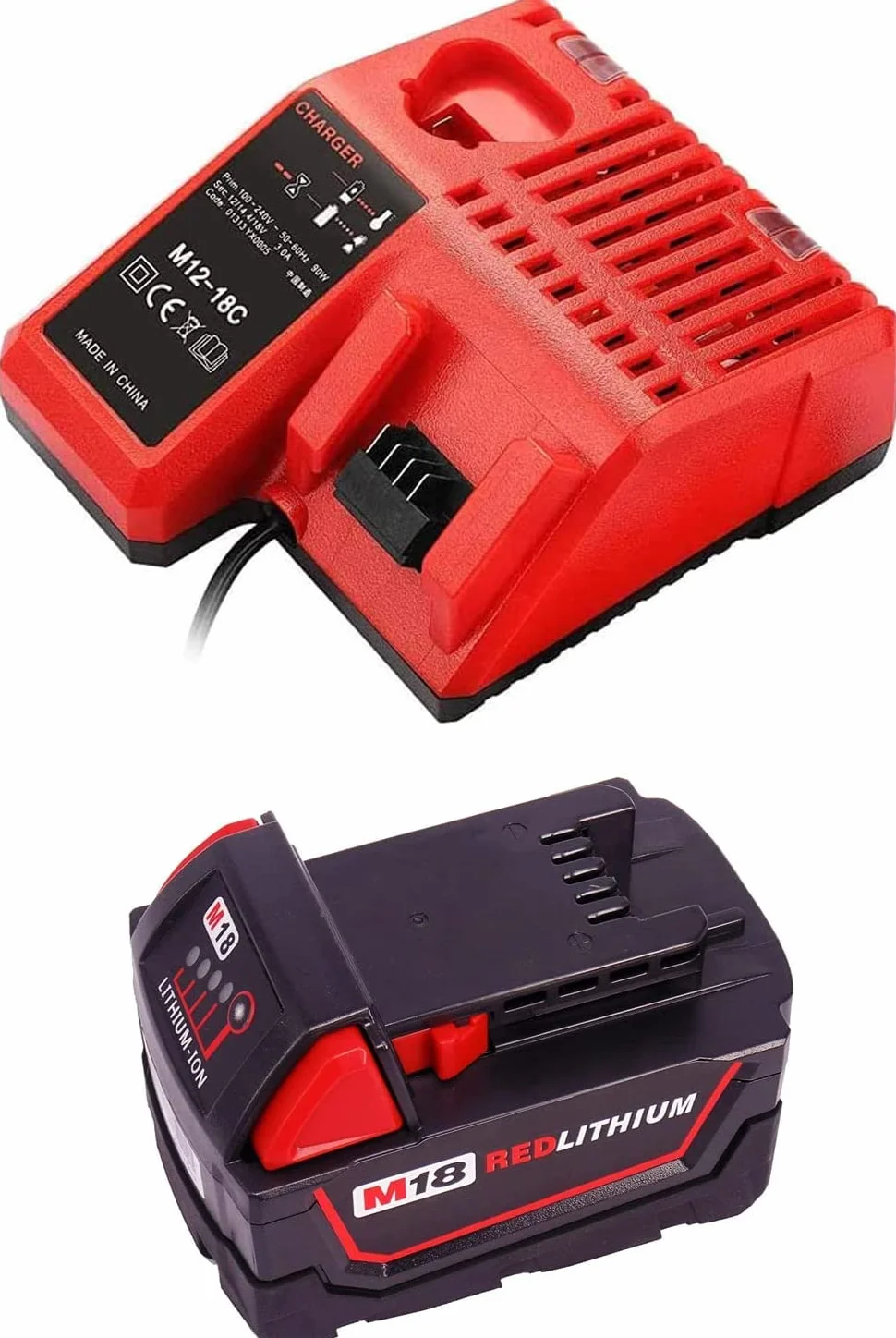 18 V 5,0 Ah M18B5 C18B Li18 akumulator zastępczy z ładowarką do Milwaukee M18, M18BX, M18B4, M18 XC, M18B9, 48-11-1828, 48-11-1840