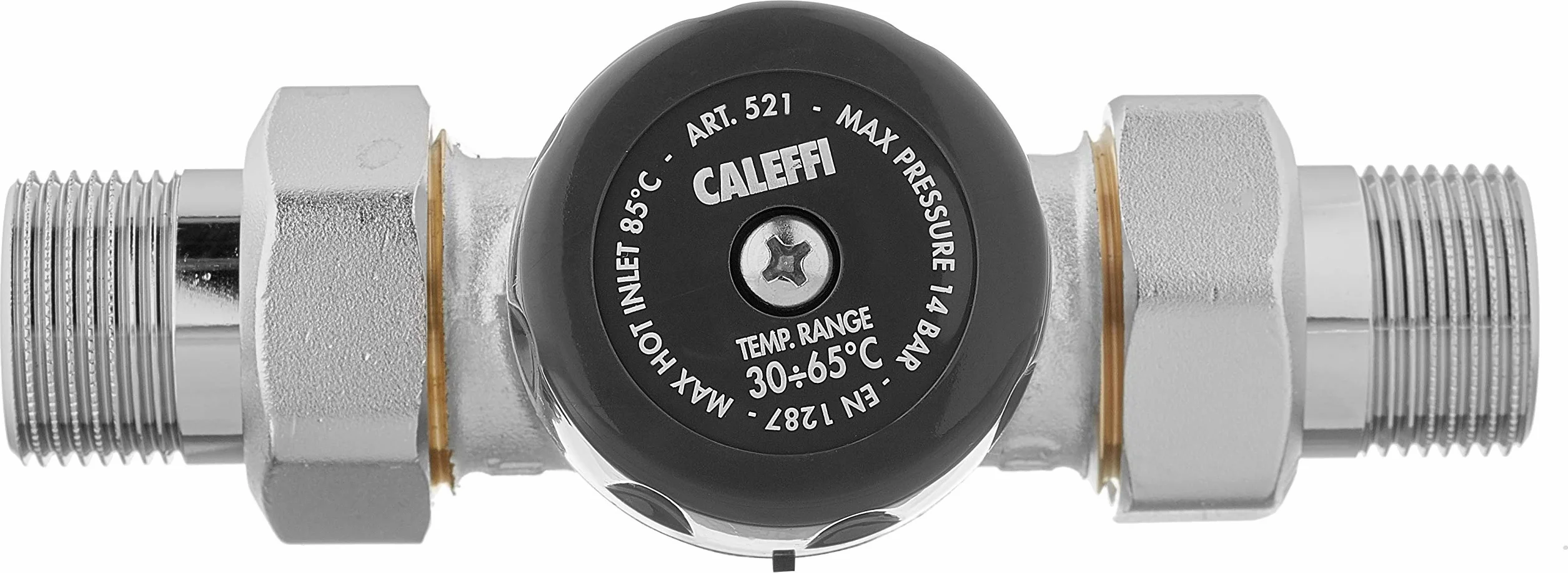 Caleffi 521500 termomikser 3/4 cala 30 – 65 °C odporny na zakamienie, regulowany, bez odzyskiwania cynku