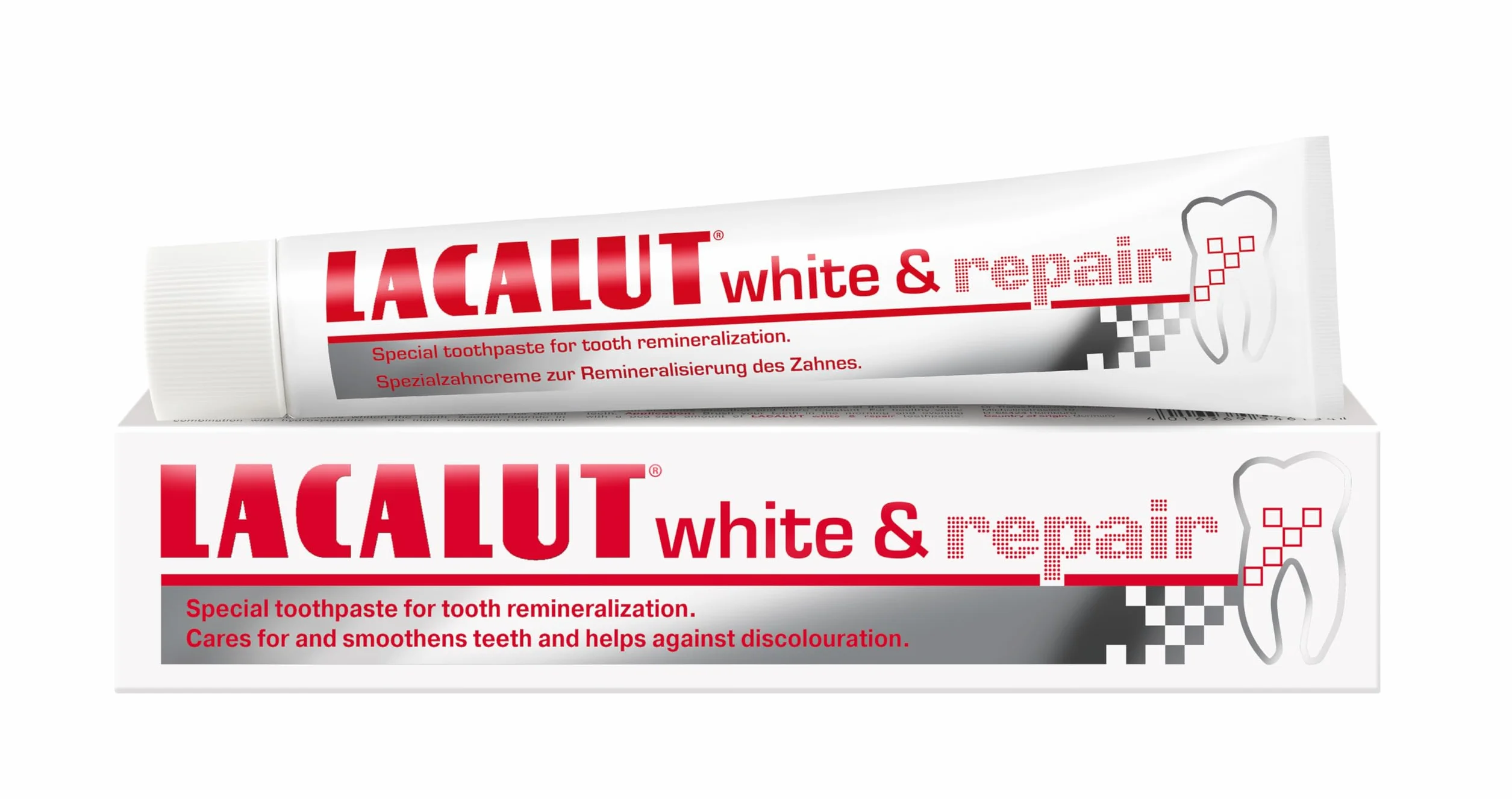 Lacalut White & Repair Pasta do zębów, do wybielania zębów, ujędrniania i wzmacniania dziąseł, pasta dla białych zębów, 1 x 75 ml