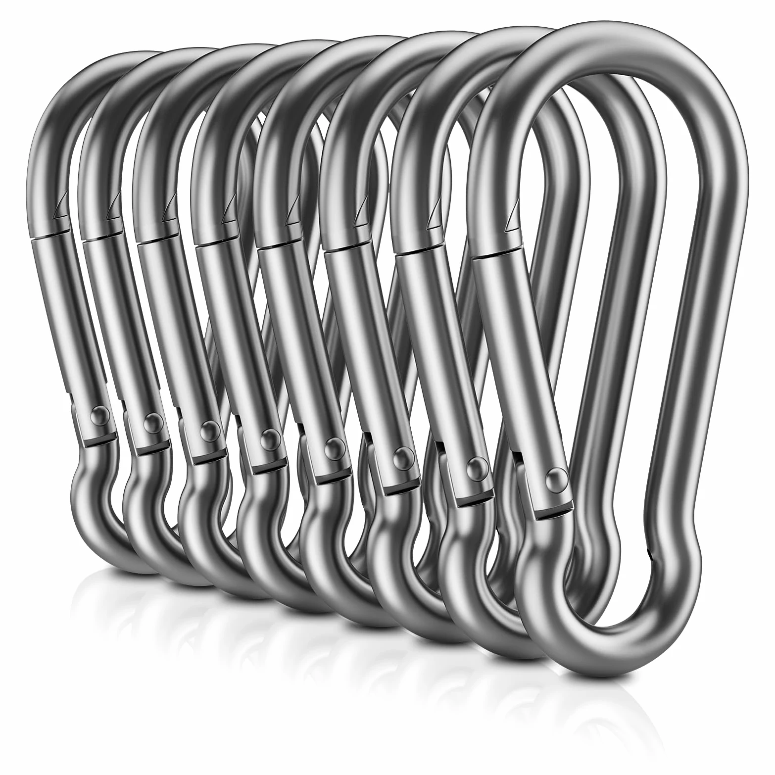 8 szt. wytrzymałych klipsów karabińczykowych, bez rdzy, 616 kg, karabińczyk ze stali nierdzewnej 304, 6 cm D-Ring Snap Hook Brelok sprężynowe klipsy na siłownię, smycze dla zwierząt domowych, kemping