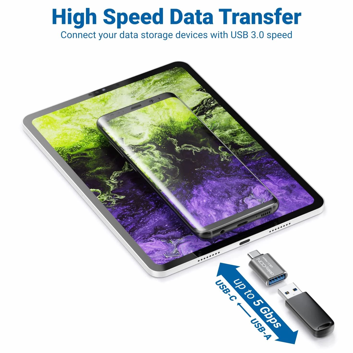 deleyCON USB-C do USB Adapter 5 Gbit/s OTG Srebrny 2 Sztuki