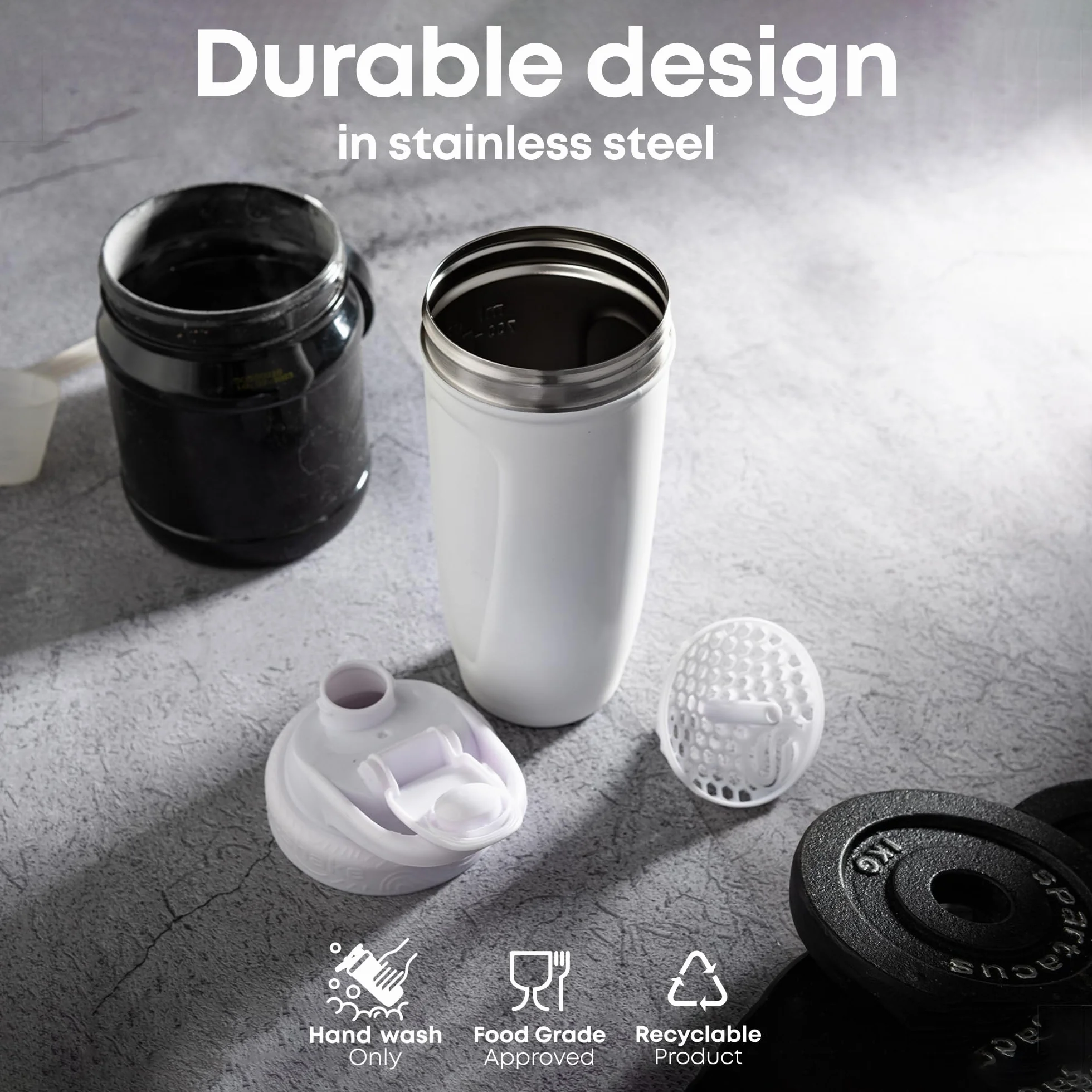 Smartshake Rockband Reforce Protein Shaker Stal nierdzewna 900 ml | 30 uncji - Szczelna zakręcana pokrywka - Bez BPA - Nieizolowana - Unisex Gym Shaker Stal nierdzewna - Metallica, Kill ‘Em All