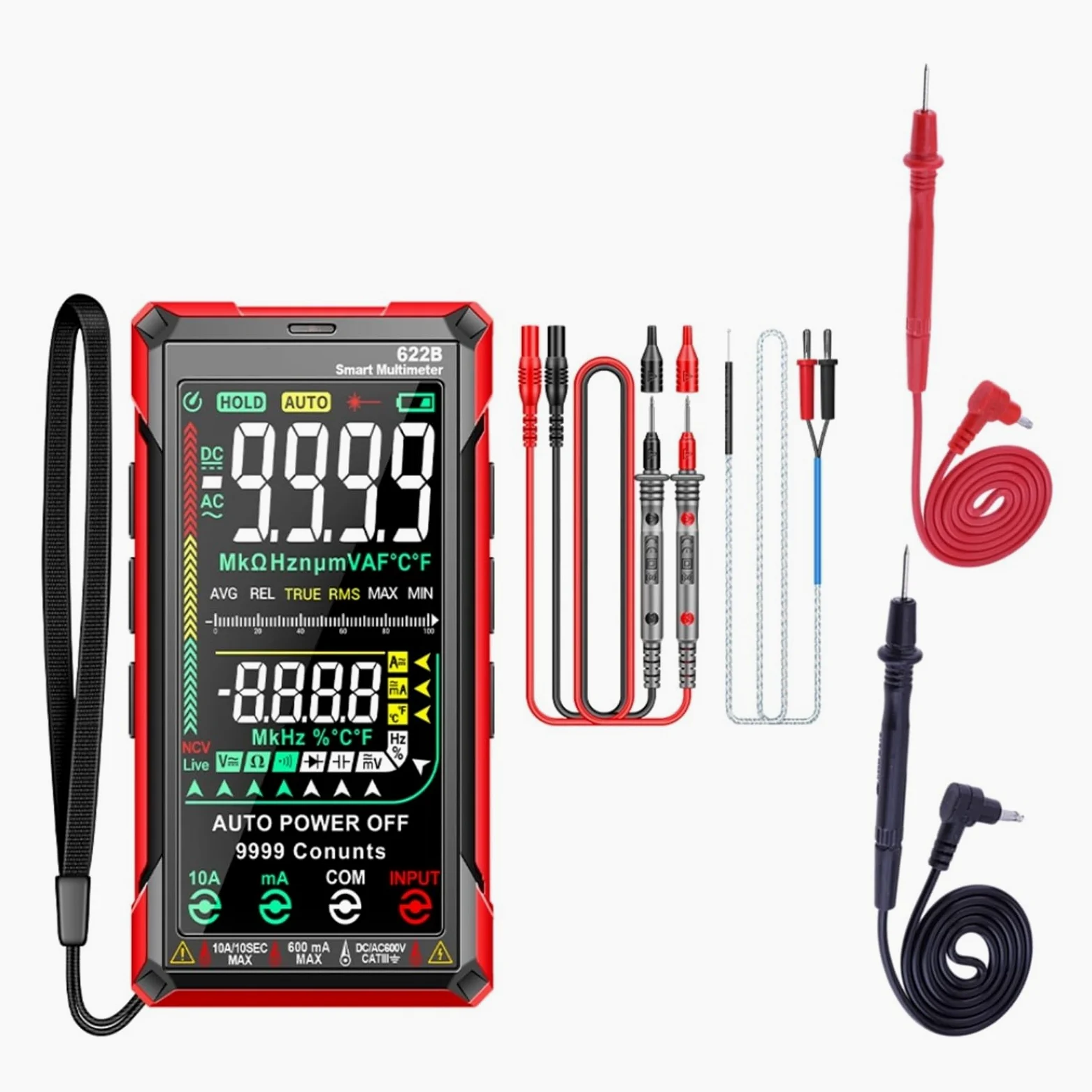 622B Inteligentny Multimetr True Auto Zakres 9999 Count Prąd DC/AC Multimetro Amperomierz Woltomierz Cyfrowe Narzędzie Do Testowania Napięcia Bezpieczny, Praktyczny, DokłAdny