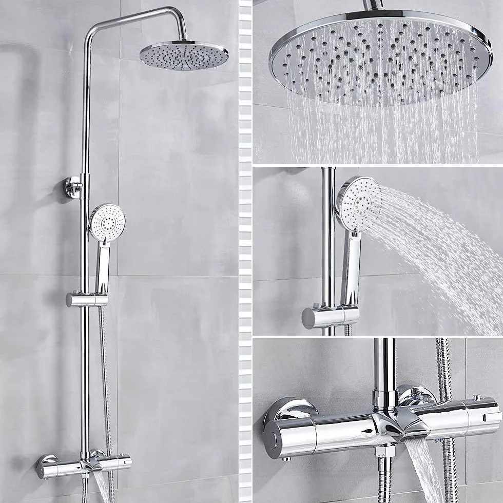System prysznicowy Bateria łazienkowa Chrome Deszczownica Głowica termostatyczna do wanny Ścienna wanna Prysznic Mixer Tap Bateria prysznicowa Zestaw prysznicowy, Termostatyczny czarny