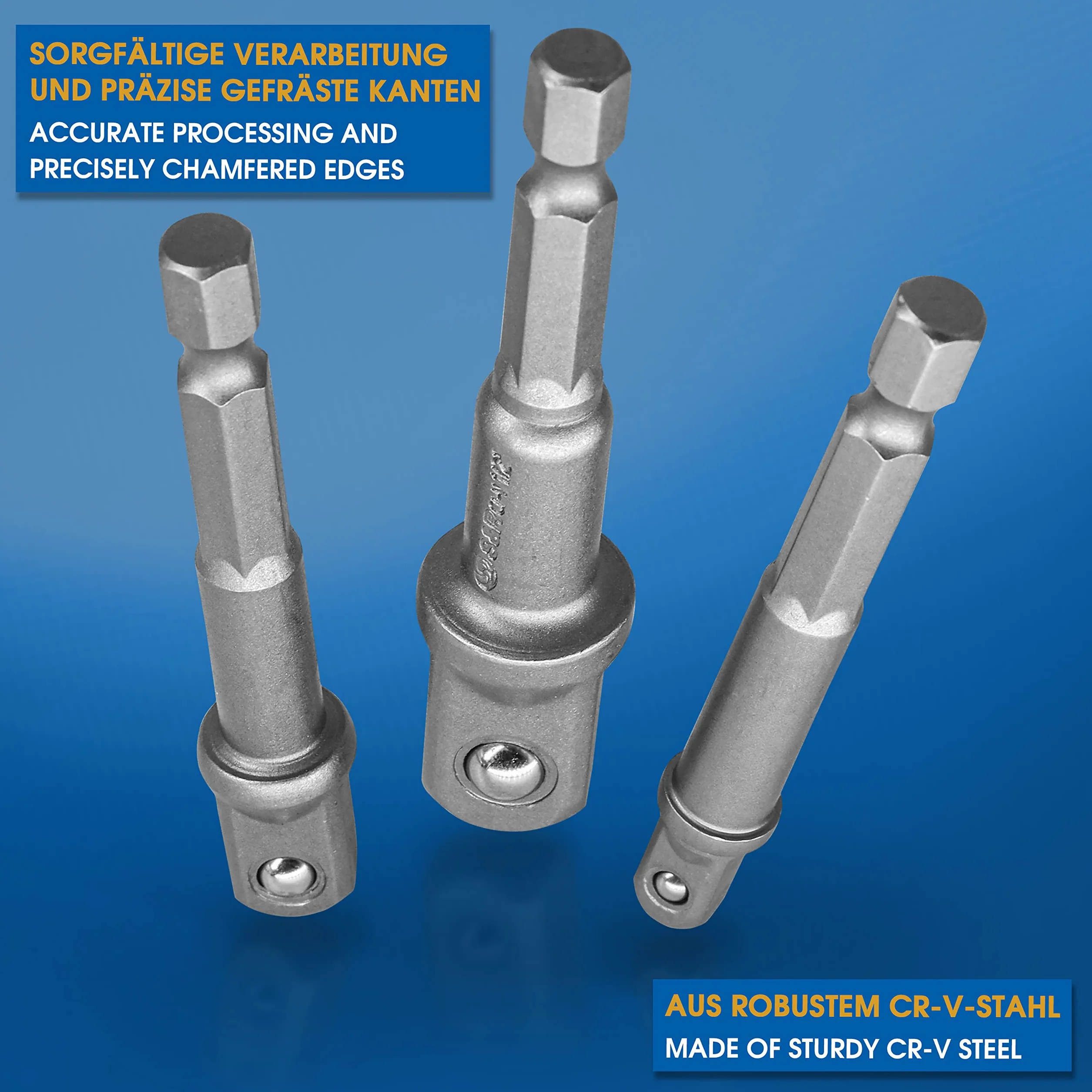 S&R Zestaw adapterów do kluczy nasadowych sześciokątnych na 1/4", 1/2", 3/8" czworokątny, do wiertarki i wkrętarki akumulatorowej, do wkręcania bez zagięcia, klucze nasadowe i nasadki nasadowe,