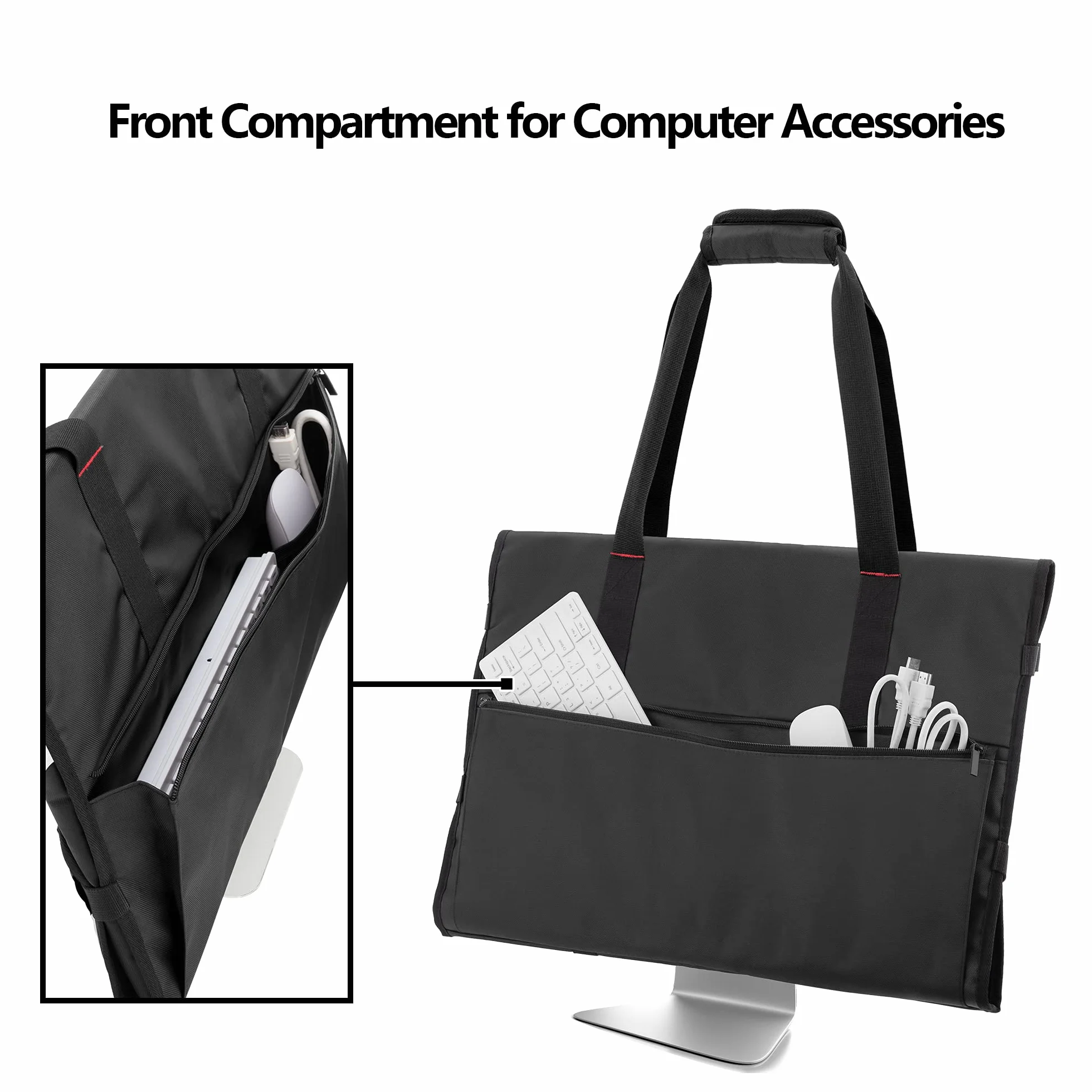 Trunab Etui na monitor kompatybilne z iMac 21,5'' 24'' Monitor 24'', pokrowiec ochronny ekranu torba-teczka do przechowywania komputera z kieszenią na akcesoria, czarna