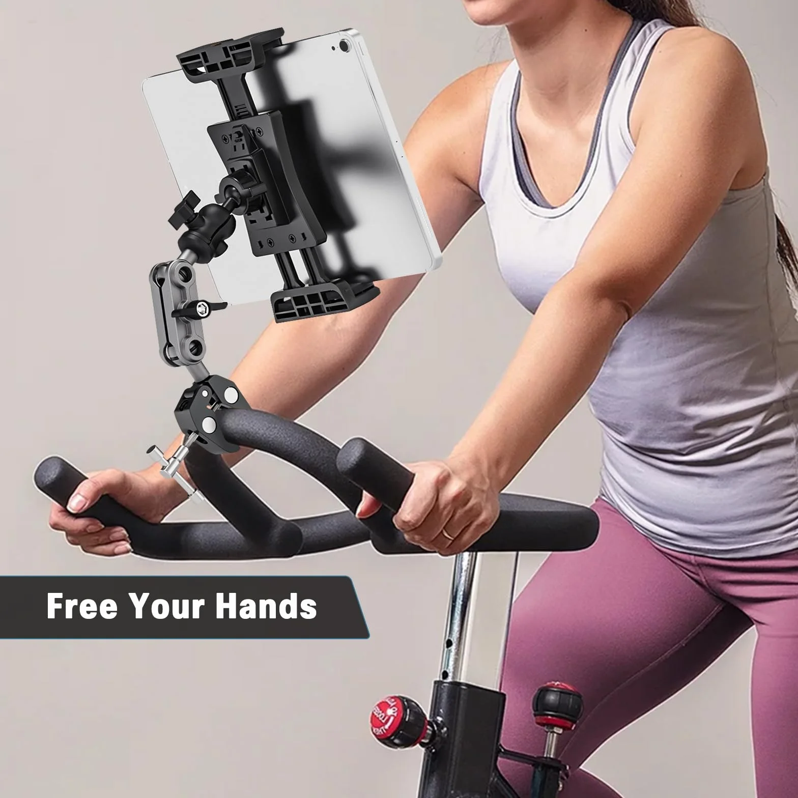 Tendak Uchwyt na iPada do rowerka treningowego, statywu mikrofonowego, 360 stopni regulowany uchwyt zaciskowy pasuje do iPad Pro 12.9, Air Mini, Surface Pro, Samsung Galaxy Tab, wszystkich telefonów i