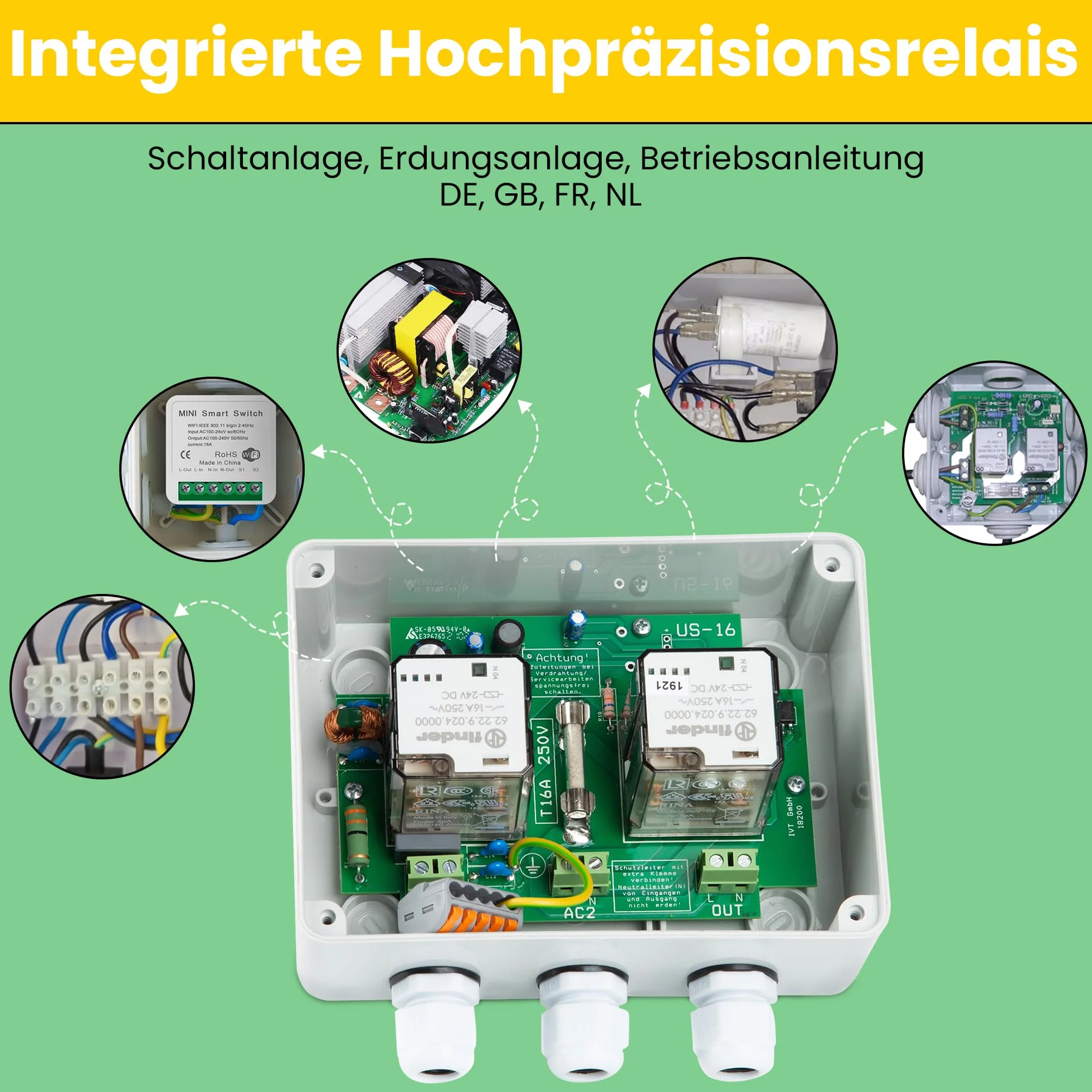 Offgridtec® Stacja przełączająca do przełącznika sieciowego UPS praca US-16 230 V 16 A 3600 W