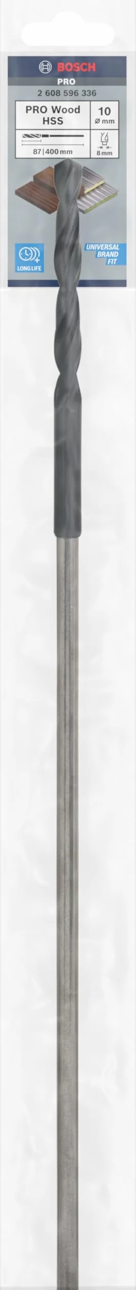 Bosch 1x Wiertło instalacyjne PRO Wood HSS (do Twarde drewno, Warstwy metalowe, Ø 10,00 mm, Professional Akcesoria Wiertarki/Wkrętarki, Wiertło do młota)