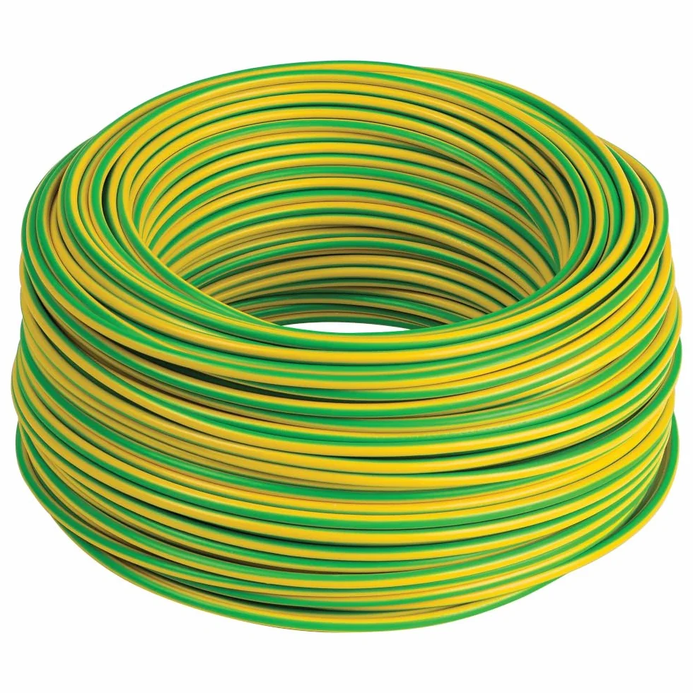 Przewód elektryczny, kabel elektryczny, 25 metrów, 4 mm² mm2, 1 x 4 mm, żółto-zielony, kabel uziemiający, miedziany, jednobiegunowy, zgodny z CPR, FS17, do renowacji instalacji elektrycznej do domów i