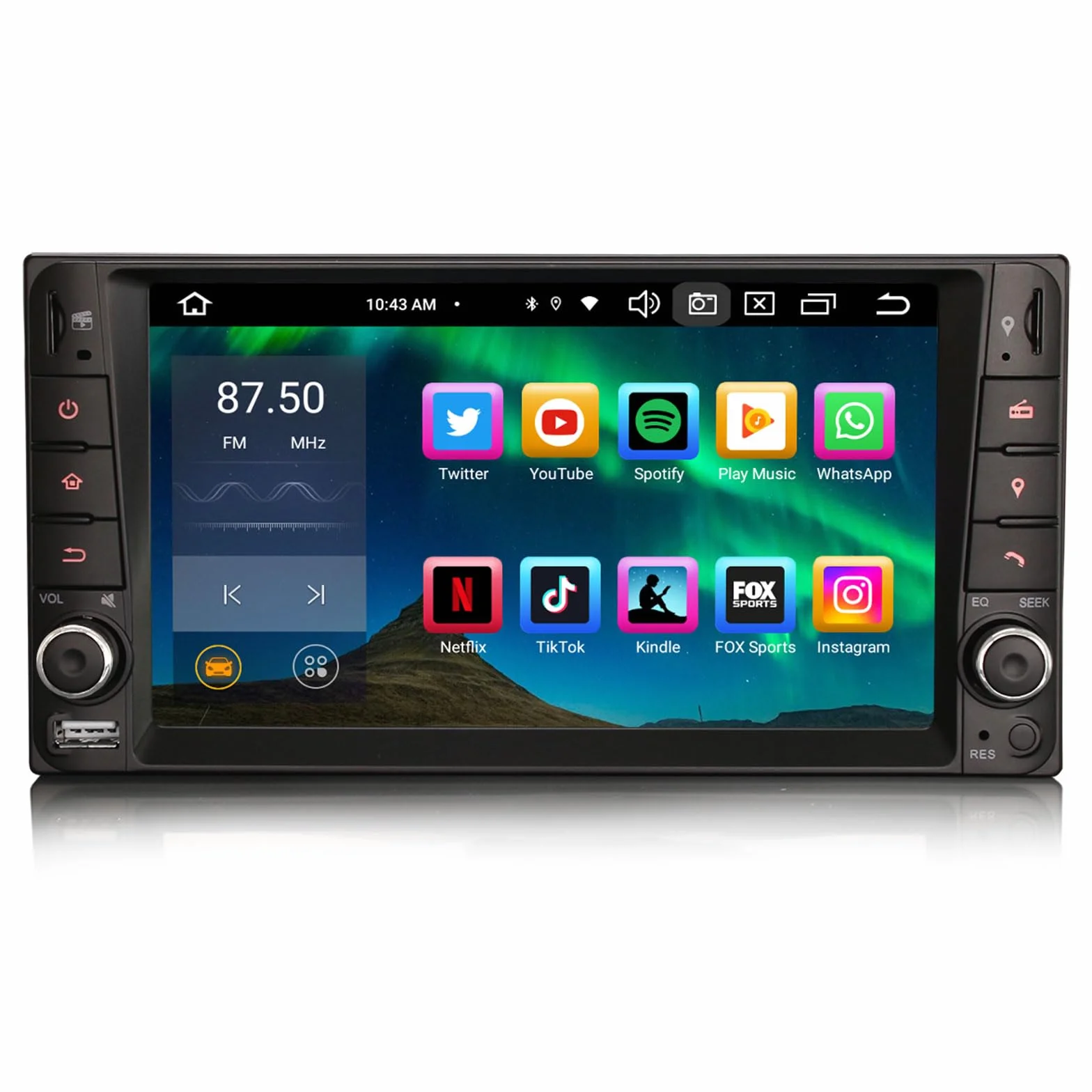 Erisin Radio samochodowe Android 14 8-rdzeniowe GPS 7 cali DAB+ CarPlay ekran dotykowy do Toyota Hilux RAV4 Corolla Prado Vios Land Cruiser