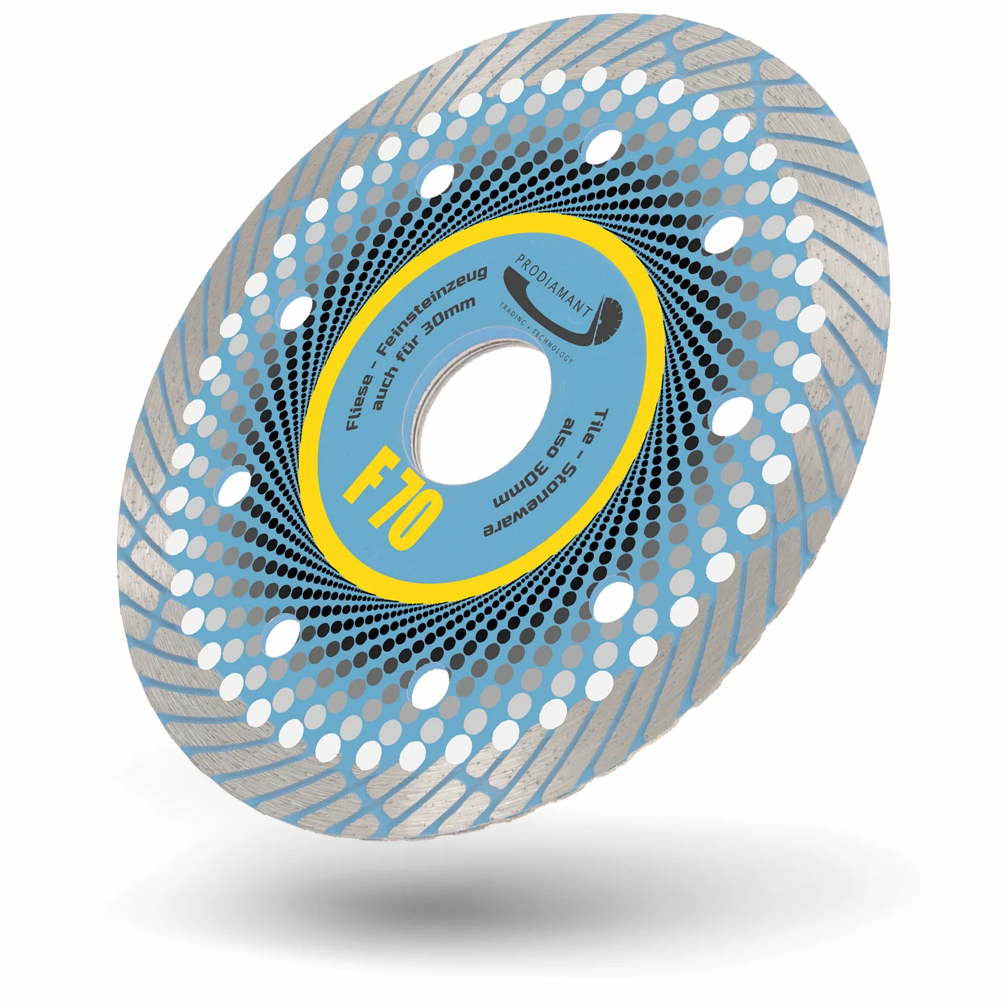 PRODIAMANT Profesjonalna diamentowa tarcza do cięcia gresu F70 bardzo cienka 115 mm x 22,2 mm diamentowa tarcza do cięcia na sucho do 3 cm płyt tarasowych