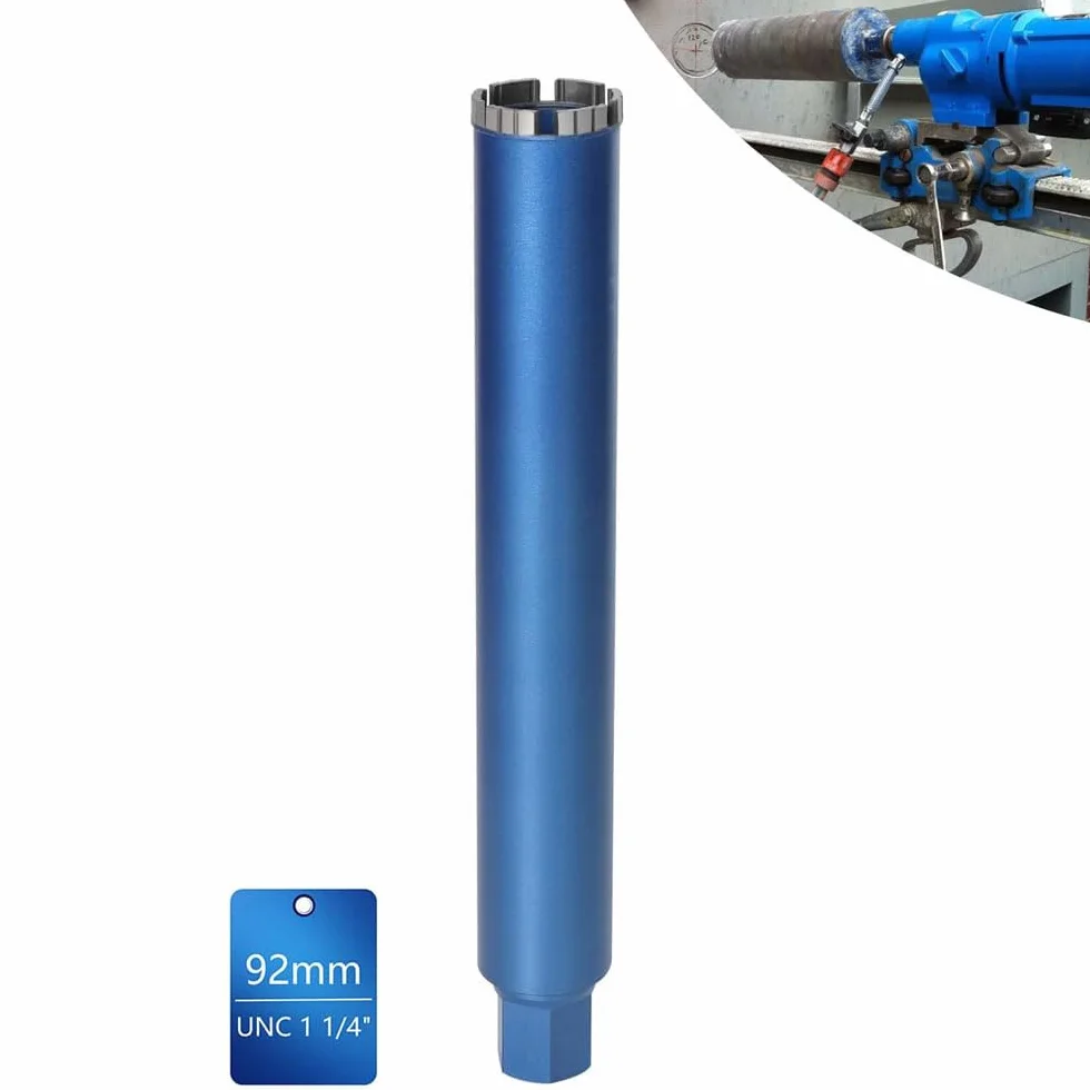 Diamentowa koronka wiertnicza pogłębiacz puszek do wiertarek rdzeniowych w zestawie 10 mm Turbo, L 460 mm | Ø 92 mm | 1 ¼ cala UNC | Wiertło rdzeniowe na mokro i sucho wiertło rdzeniowe spawane