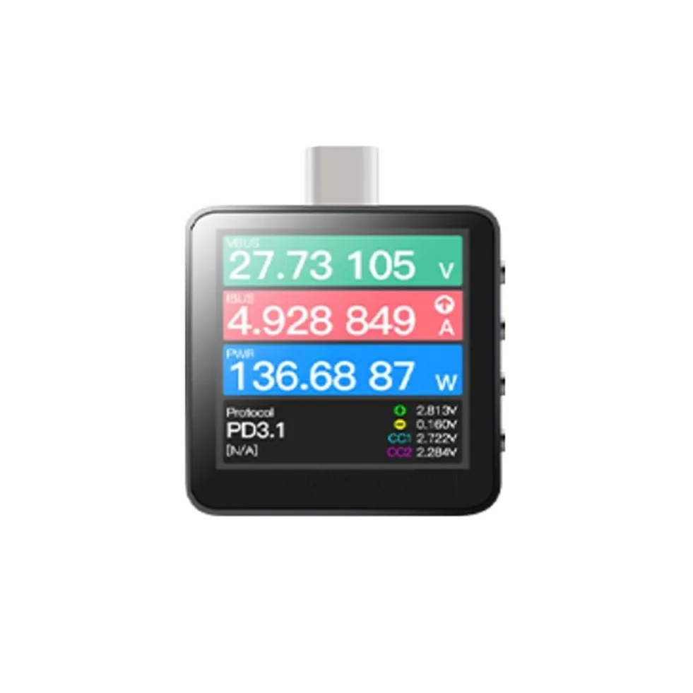 Power-Z KM003C Przenośny tester szybkiego ładowania USB-C PD3.1 QC5.0 Cyfrowy woltomierz i amperomierz Tester banku