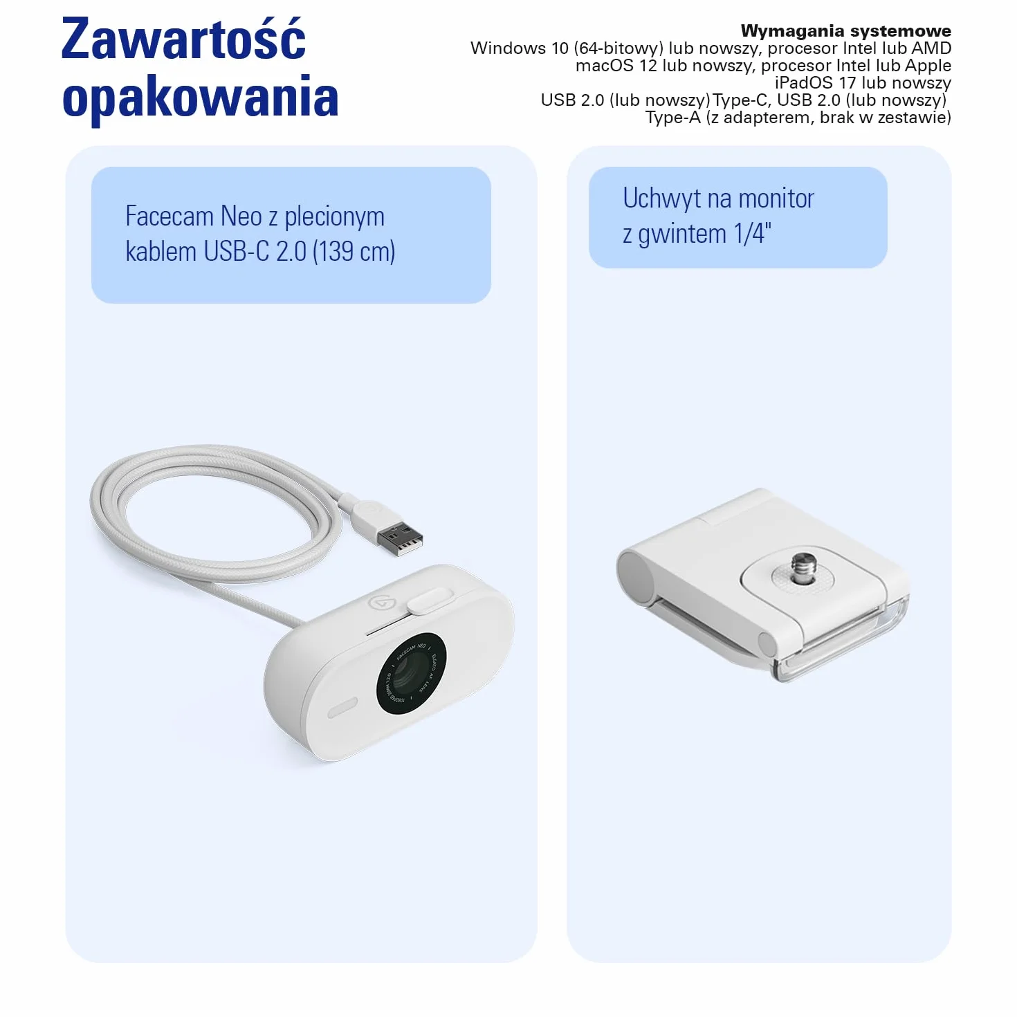 Elgato Facecam Neo – kamera internetowa Full HD z przesuwaną osłoną prywatności, korekcja światła, do wideorozmów, transmitowania, Teams/Zoom/Slack/OBS/Twitch/YouTube – USB-C/Plug & Play PC/laptop/Mac